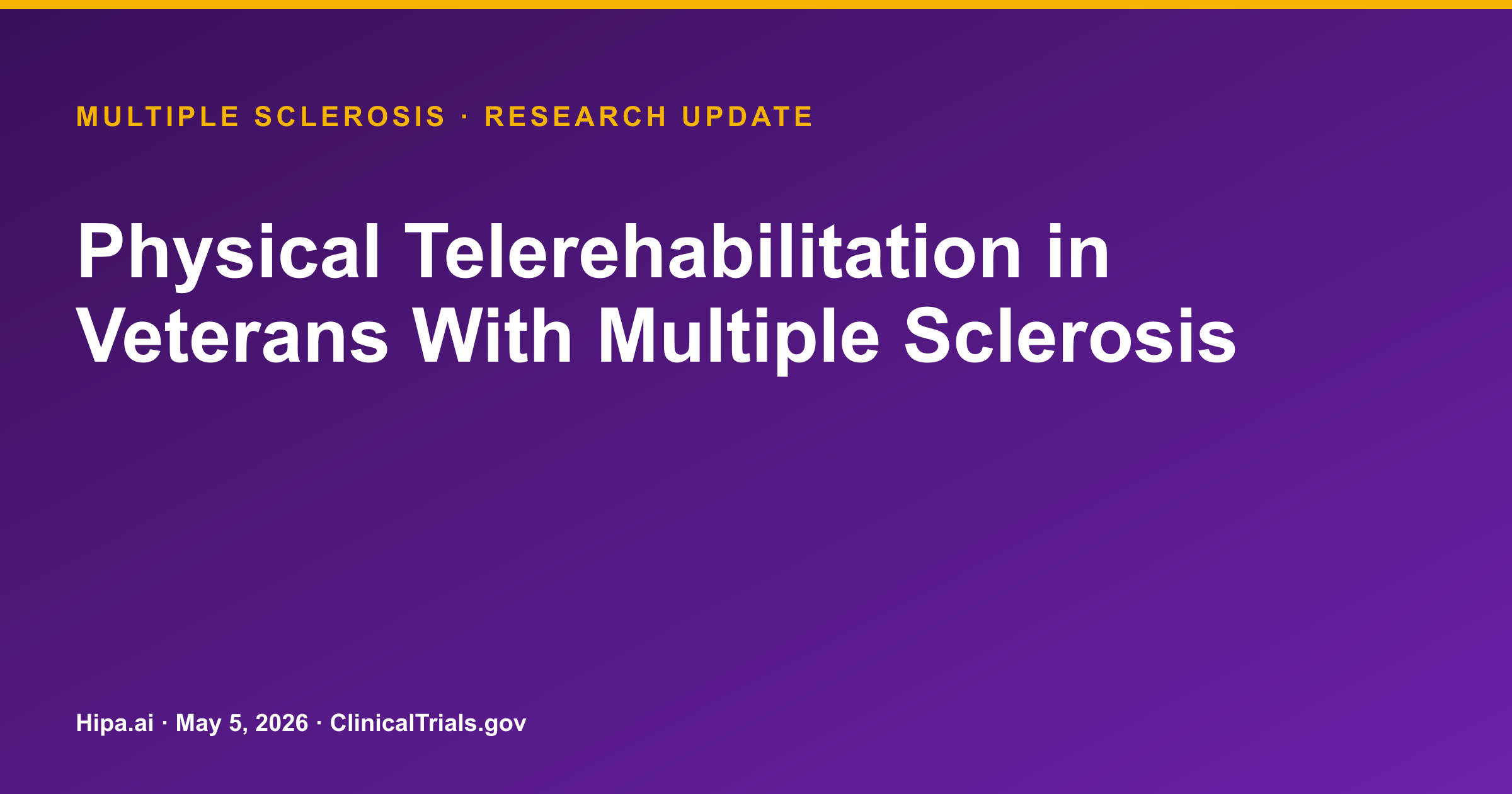 Multiple Sclerosis: Telerehabilitation Trial Shows Worse Functional Outcomes — research update card