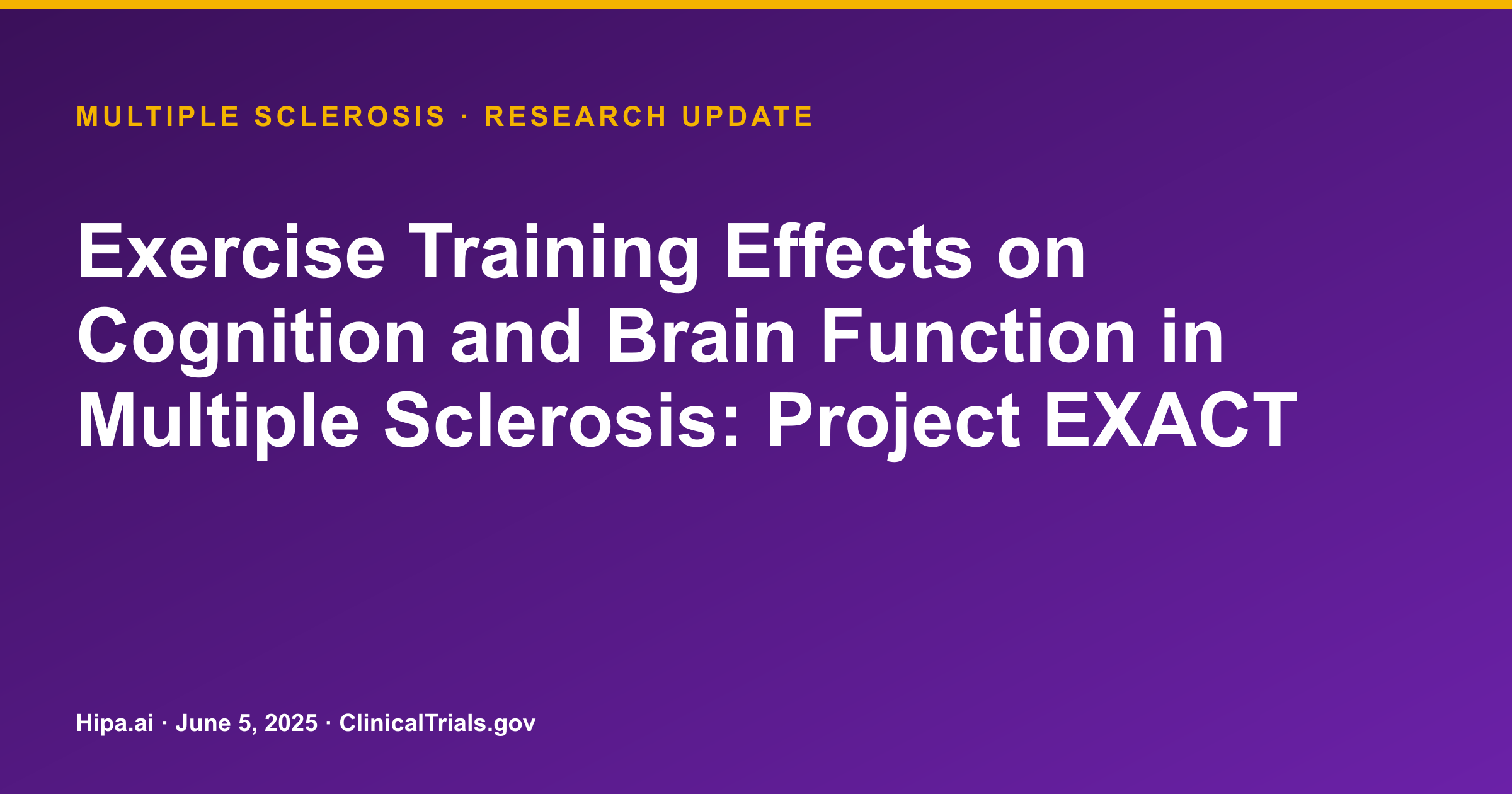 Multiple Sclerosis: Treadmill Exercise Improves Brain Connectivity — research update card