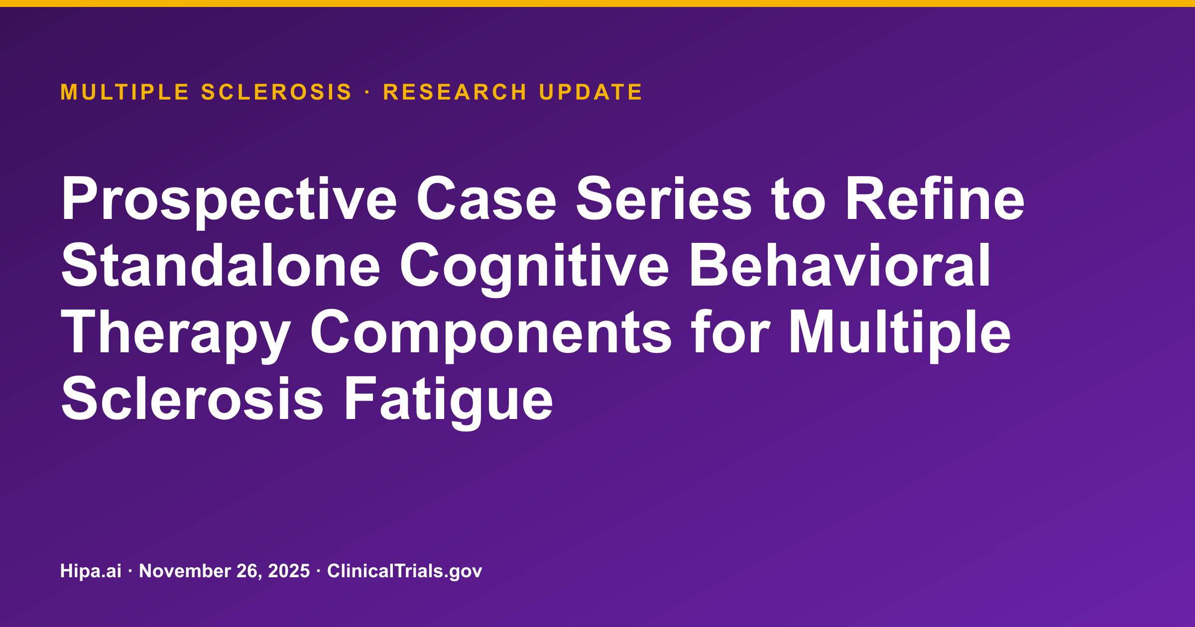 Multiple Sclerosis: Telehealth CBT for Fatigue Shows High Acceptability — research update card