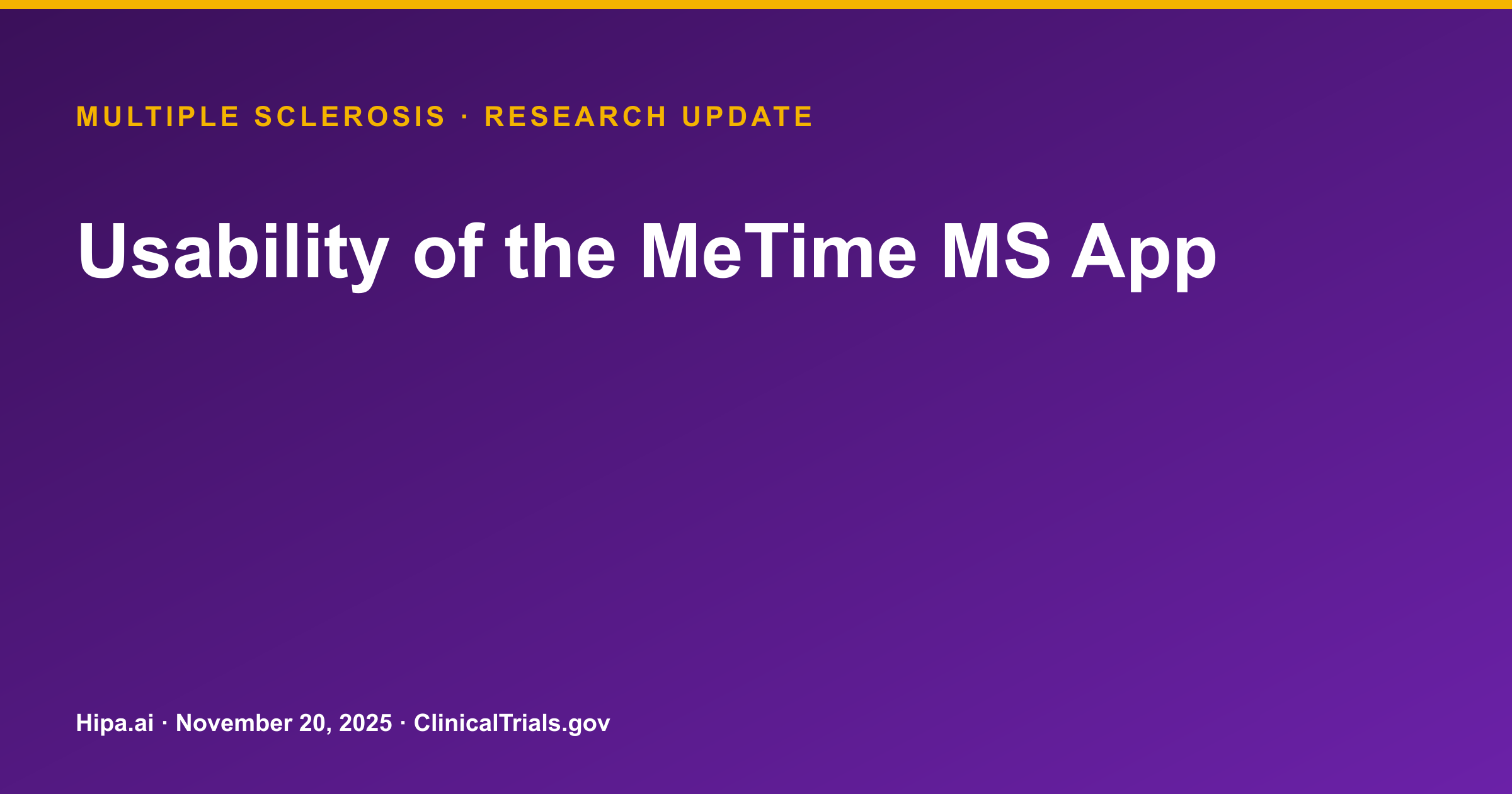 Multiple Sclerosis: MeTime MS App Usability Study Posts SUS Scores — research update card