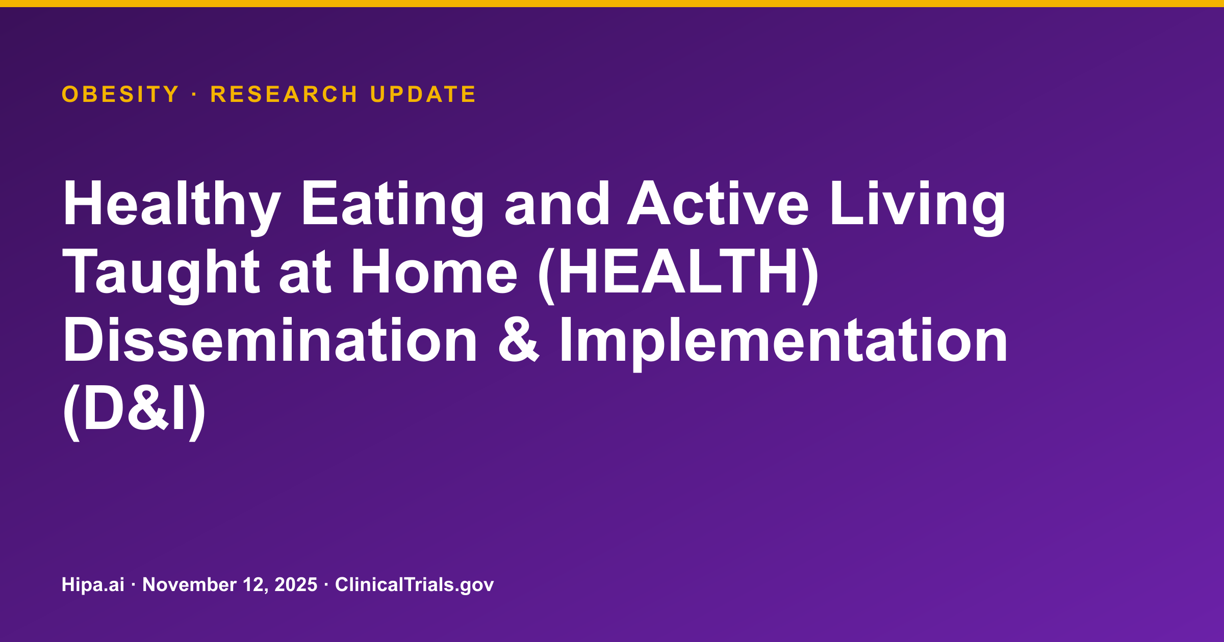Obesity: HEALTH Intervention Shows Modest Weight Loss in Phase 3 Trial — research update card