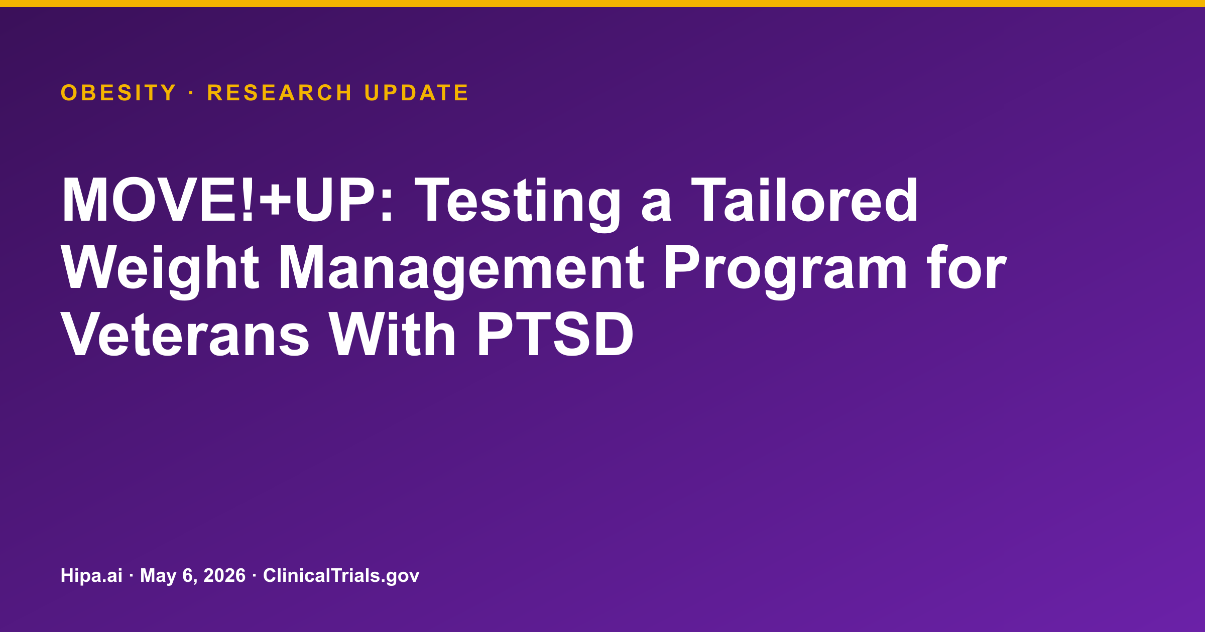 Obesity: Tailored Weight Program Shows No Significant Benefit for Veterans… — research update card