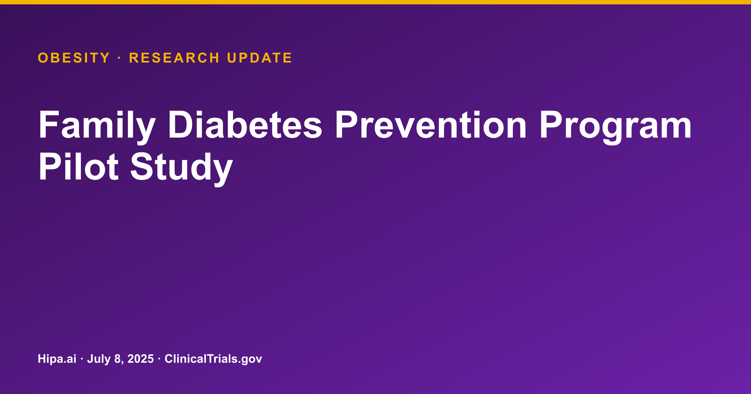 Obesity: Family Diabetes Prevention Program Pilot Study Attendance Results… — research update card