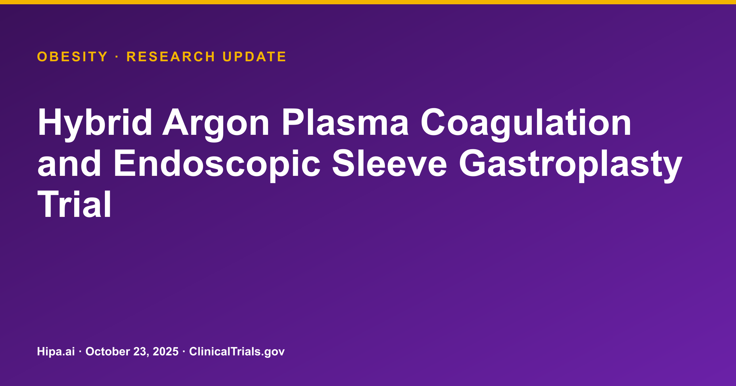 Obesity: Combined ESG + HAPC Shows Improved Durability in Trial — research update card