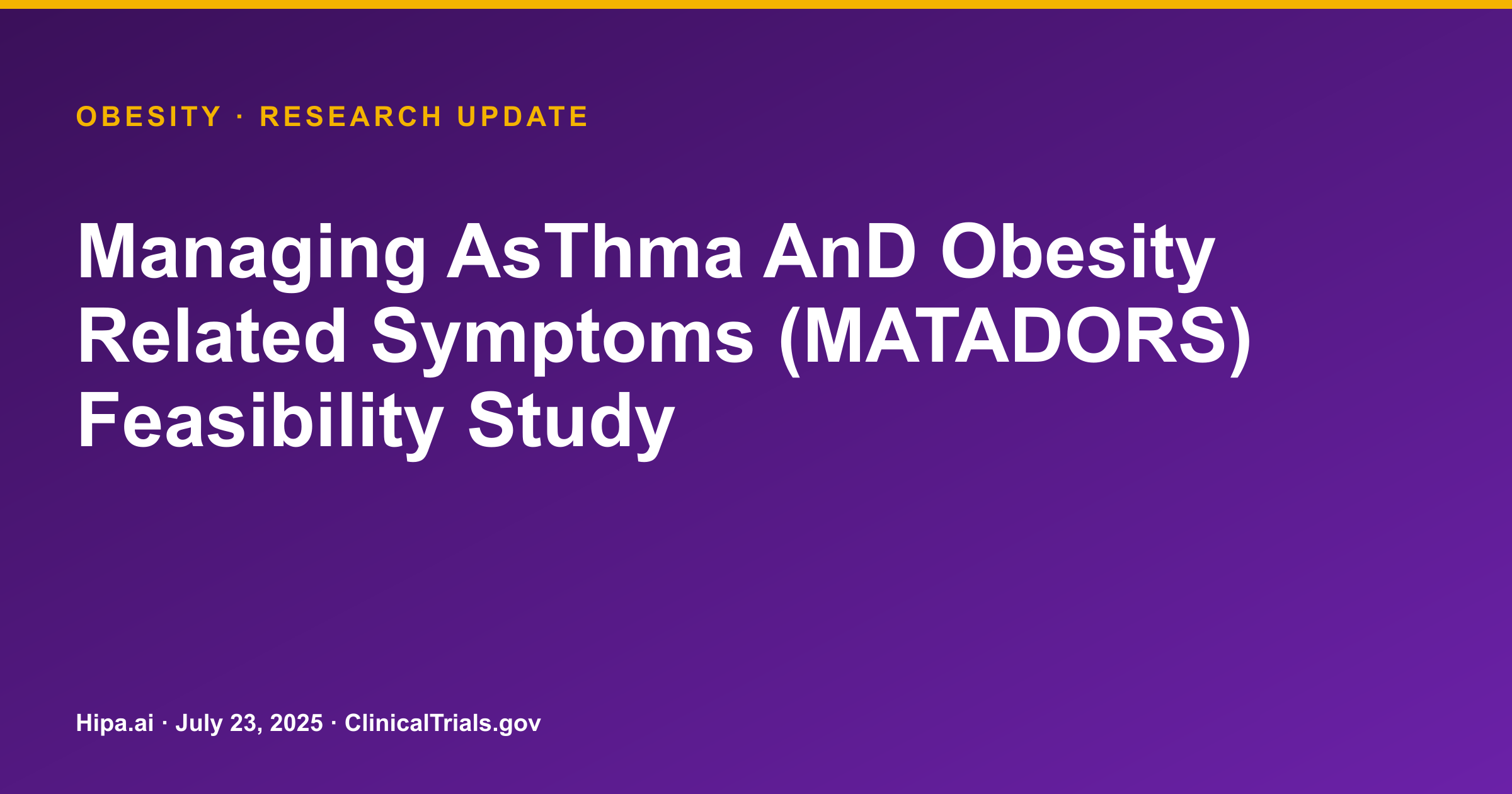 Obesity: MATADORS Feasibility Study Results Posted for App Intervention — research update card
