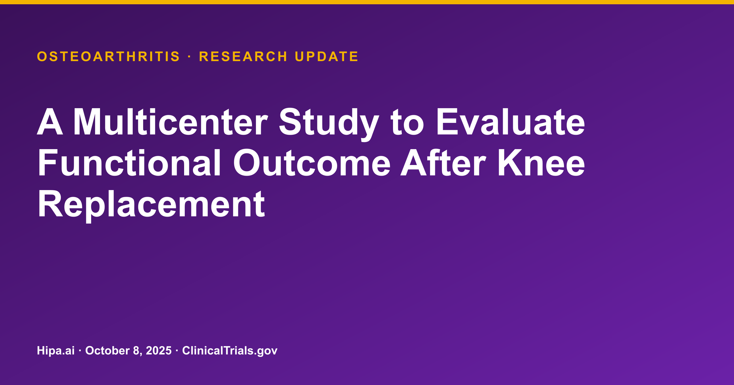 Osteoarthritis: Functional Scores Vary Across Knee Replacement Systems — research update card