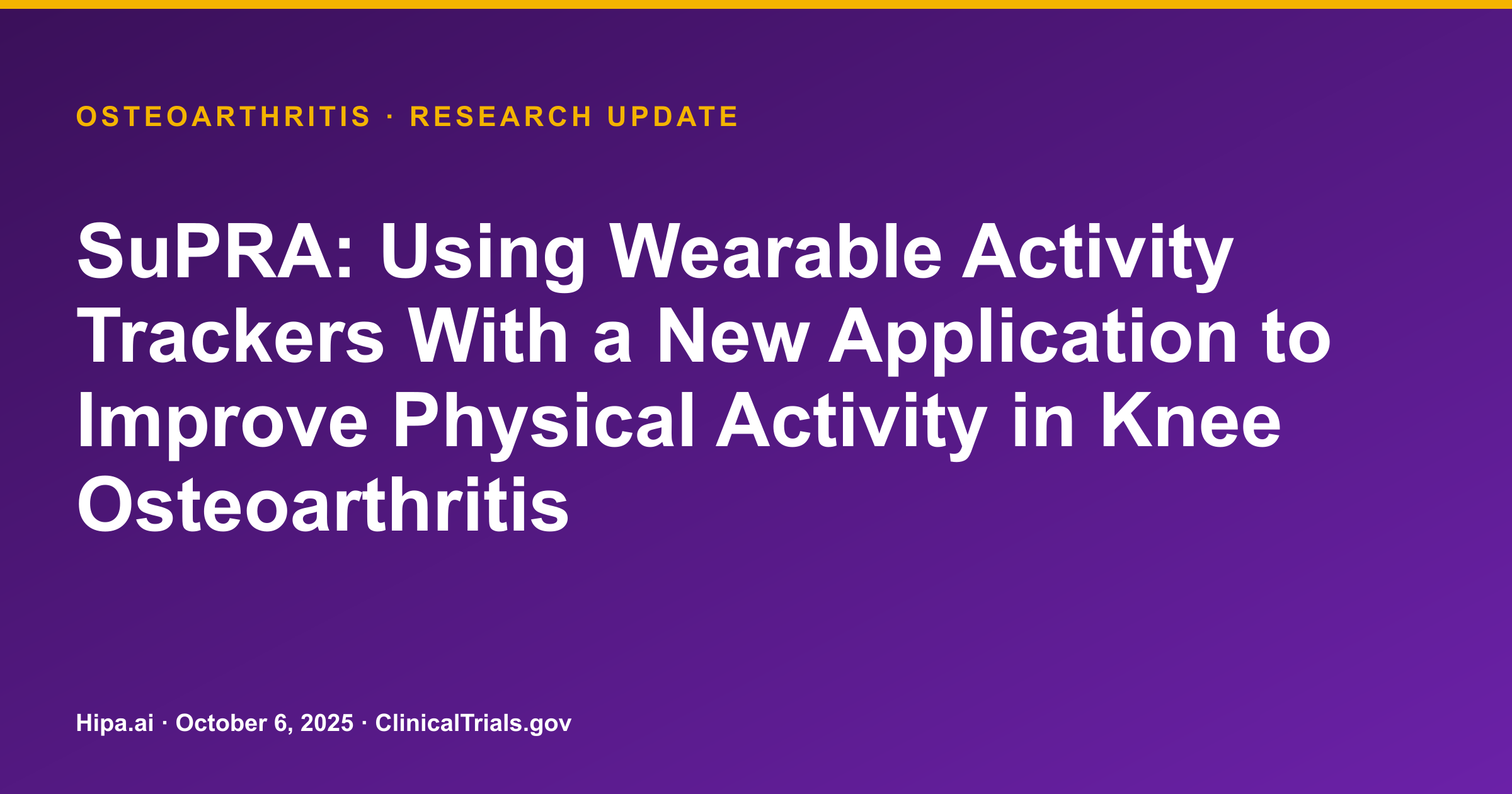 Osteoarthritis: Wearable Tracker Intervention Increases Physical Activity — research update card