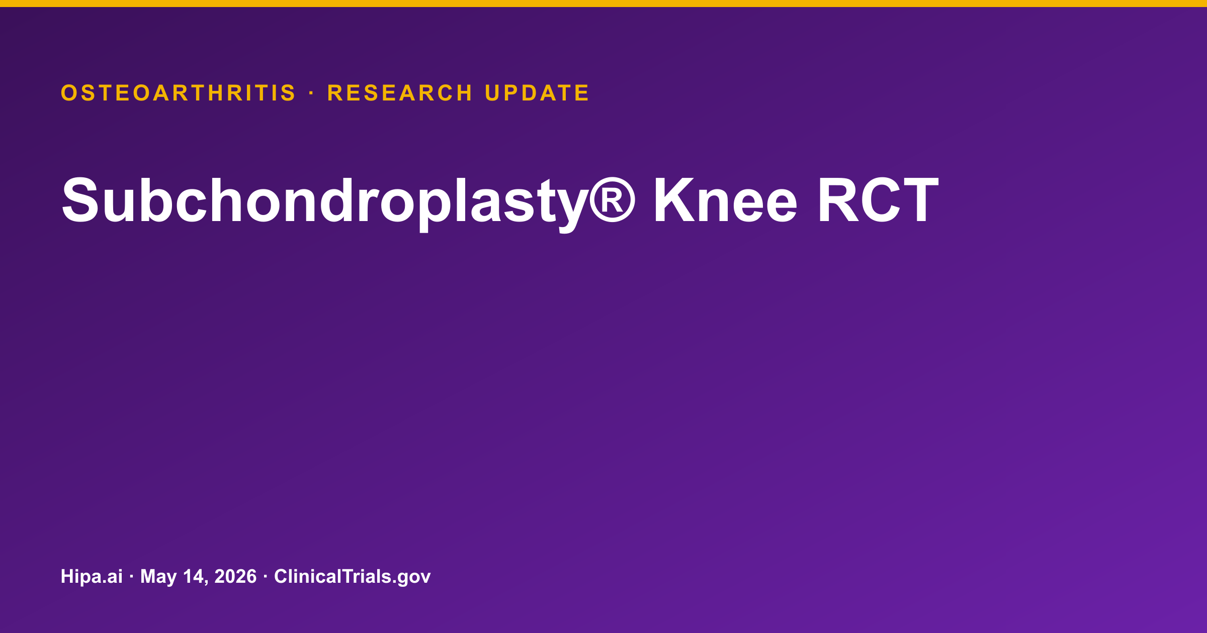 Subchondroplasty with Arthroscopy Shows Superiority in Osteoarthritis — research update card