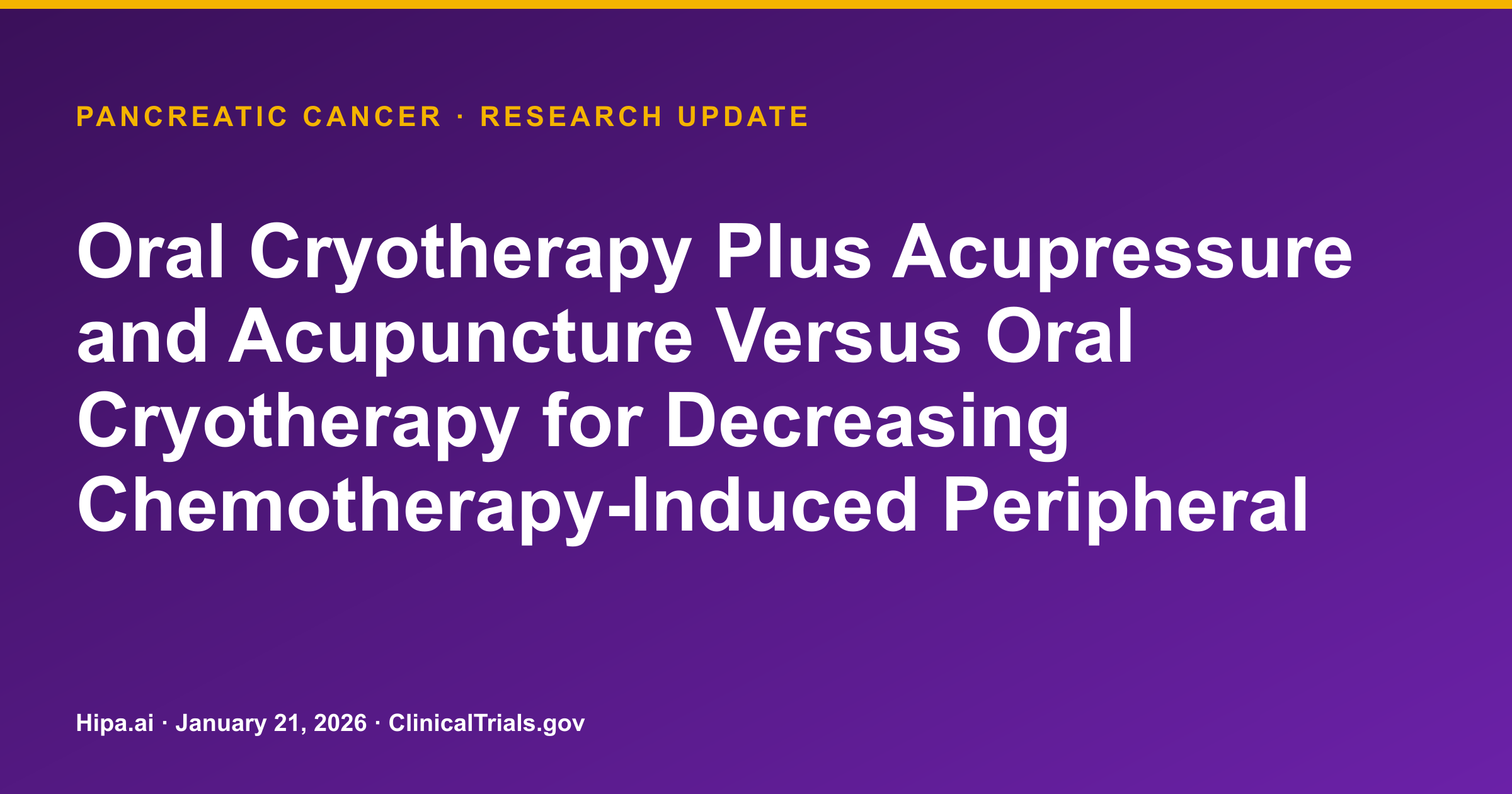 Pancreatic Cancer: Adjunctive Therapies Show Reduced Chemo Neuropathy — research update card