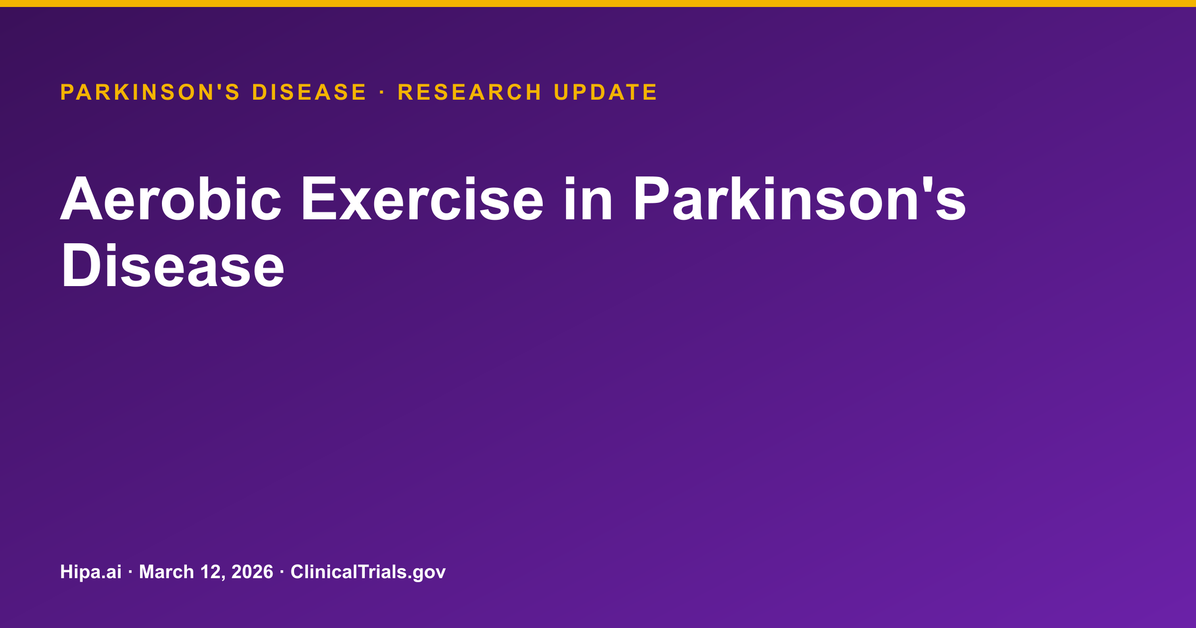 Parkinson's Disease: Aerobic Exercise Trial Shows Varied Outcomes — research update card