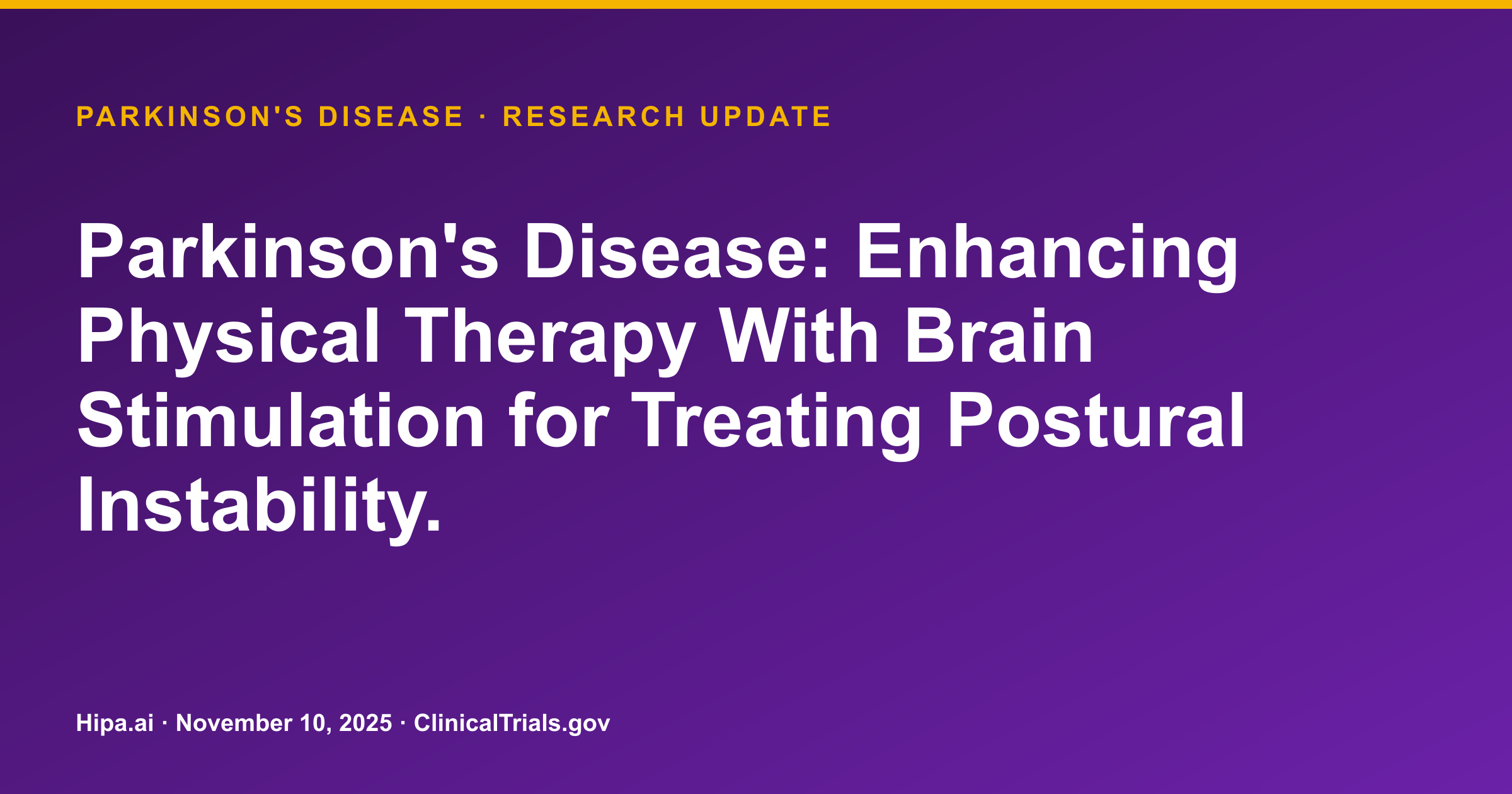 Parkinson's Disease: tDCS+TUS with PT Shows Greater UPDRS Improvement — research update card
