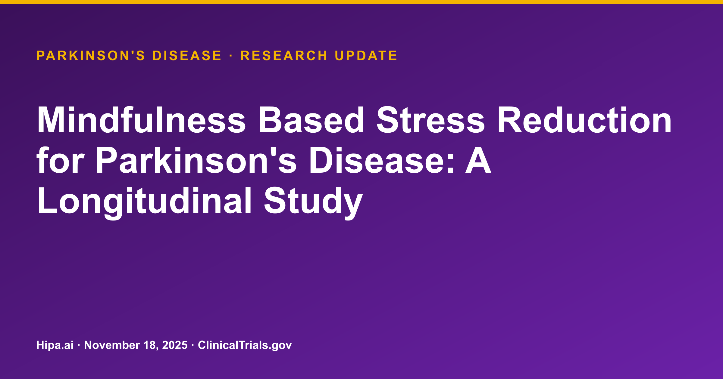 Parkinson's Disease: MBSR Not Superior to Supportive Care — research update card