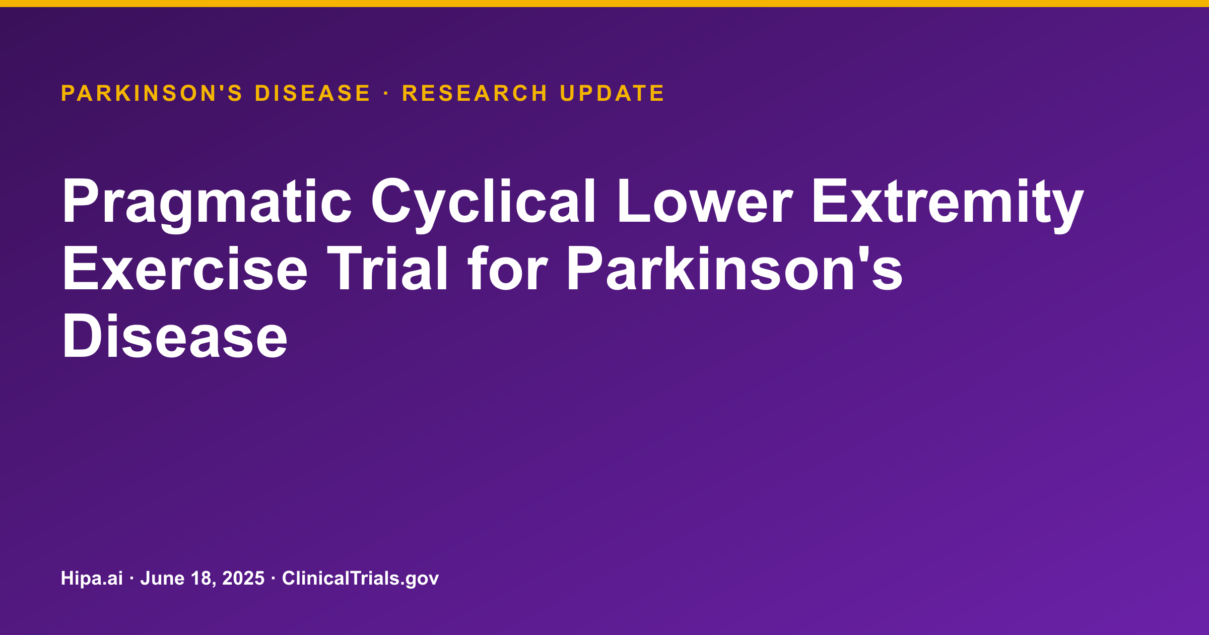Parkinson's Disease: Exercise Trial Shows Significant Motor Improvement — research update card