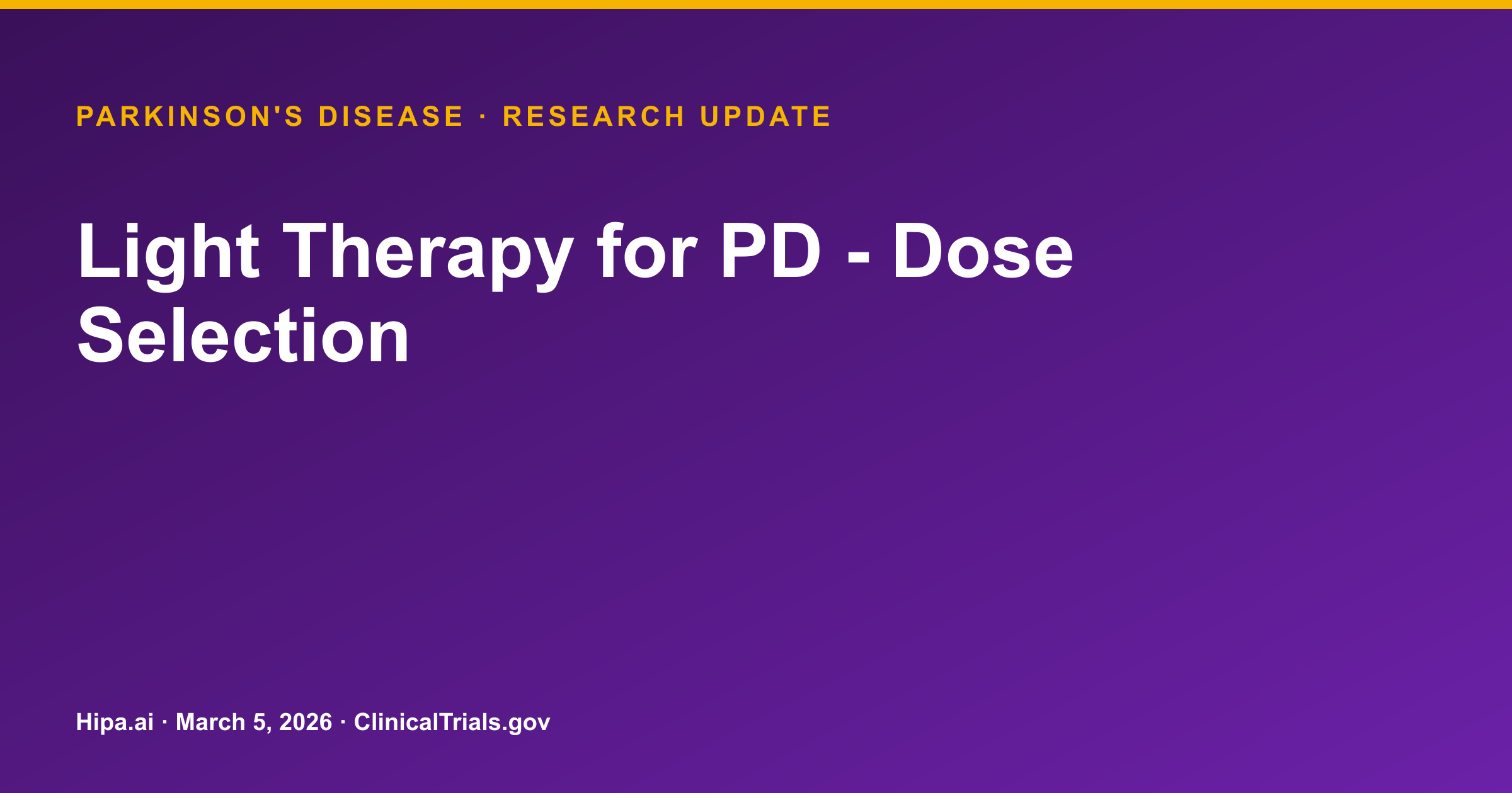 Light Therapy Reduces Sleep and Fatigue Scores in Parkinson's Disease — research update card