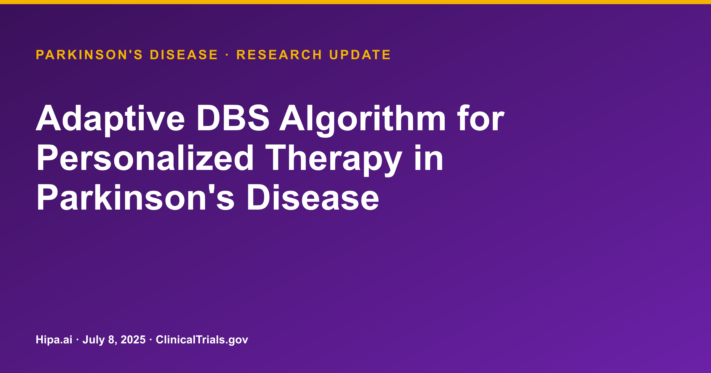 Parkinson's Disease: Adaptive DBS Shows Improved "On" Time and Reduced Energy… — research update card