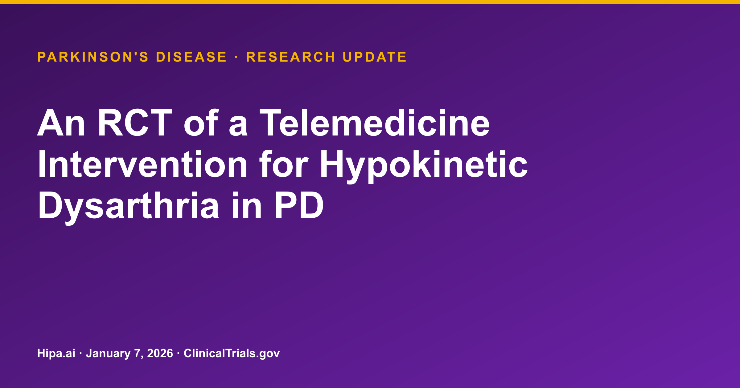Parkinson's Disease: Telemedicine Intervention Improves Communication — research update card