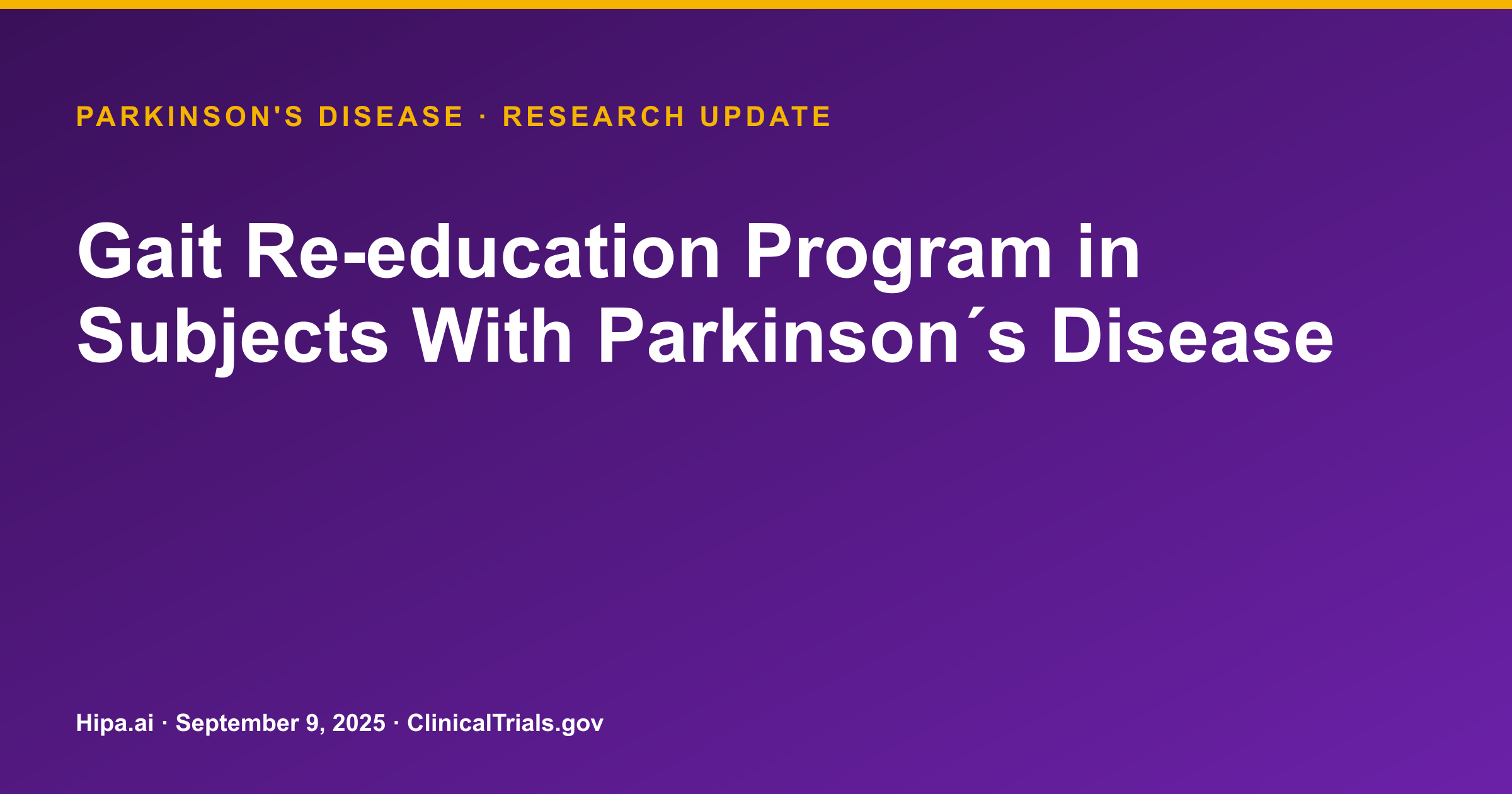 Parkinson's Disease Gait Program Posts Results, Showing Improved Physical… — research update card