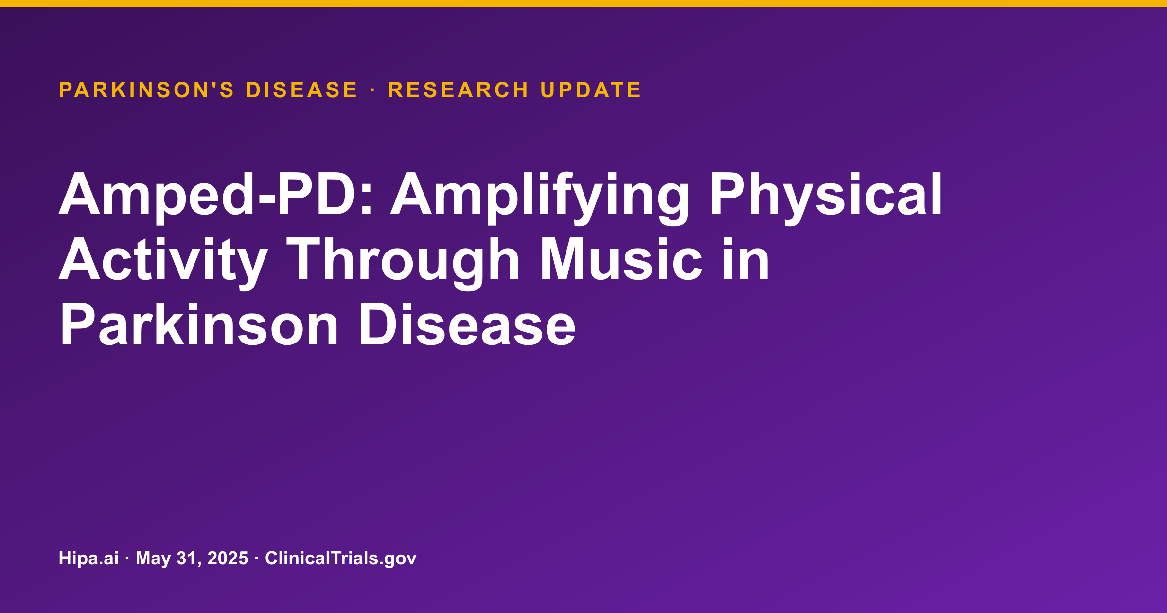 Amped-PD Trial Results Posted for Parkinson's Disease — research update card