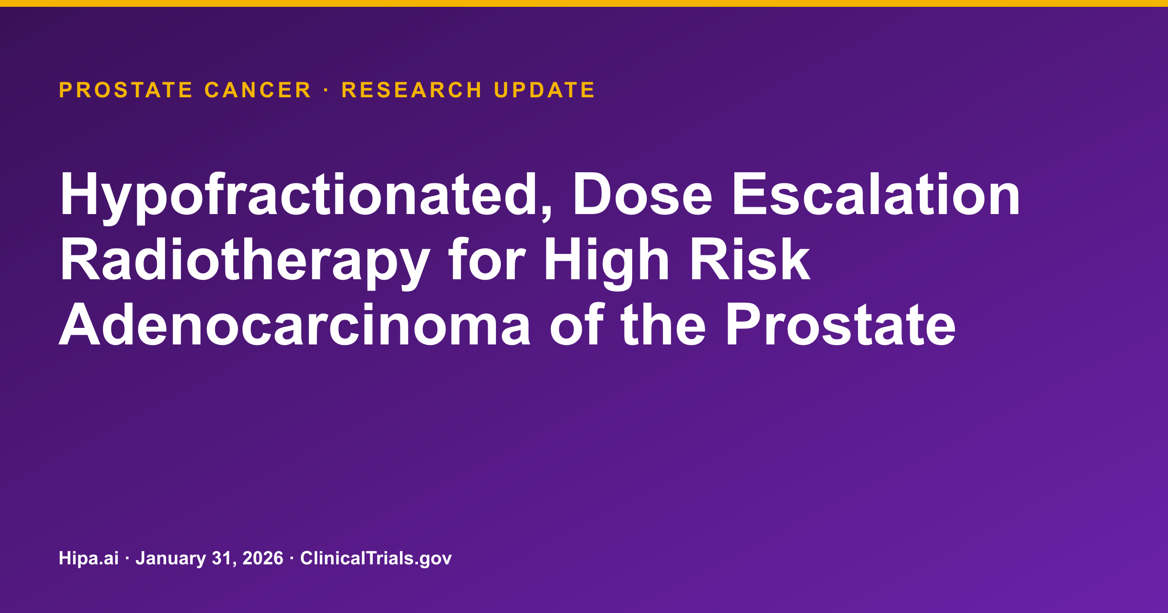 Prostate Cancer: Phase 3 Radiotherapy Trial Reaches Primary Completion — research update card