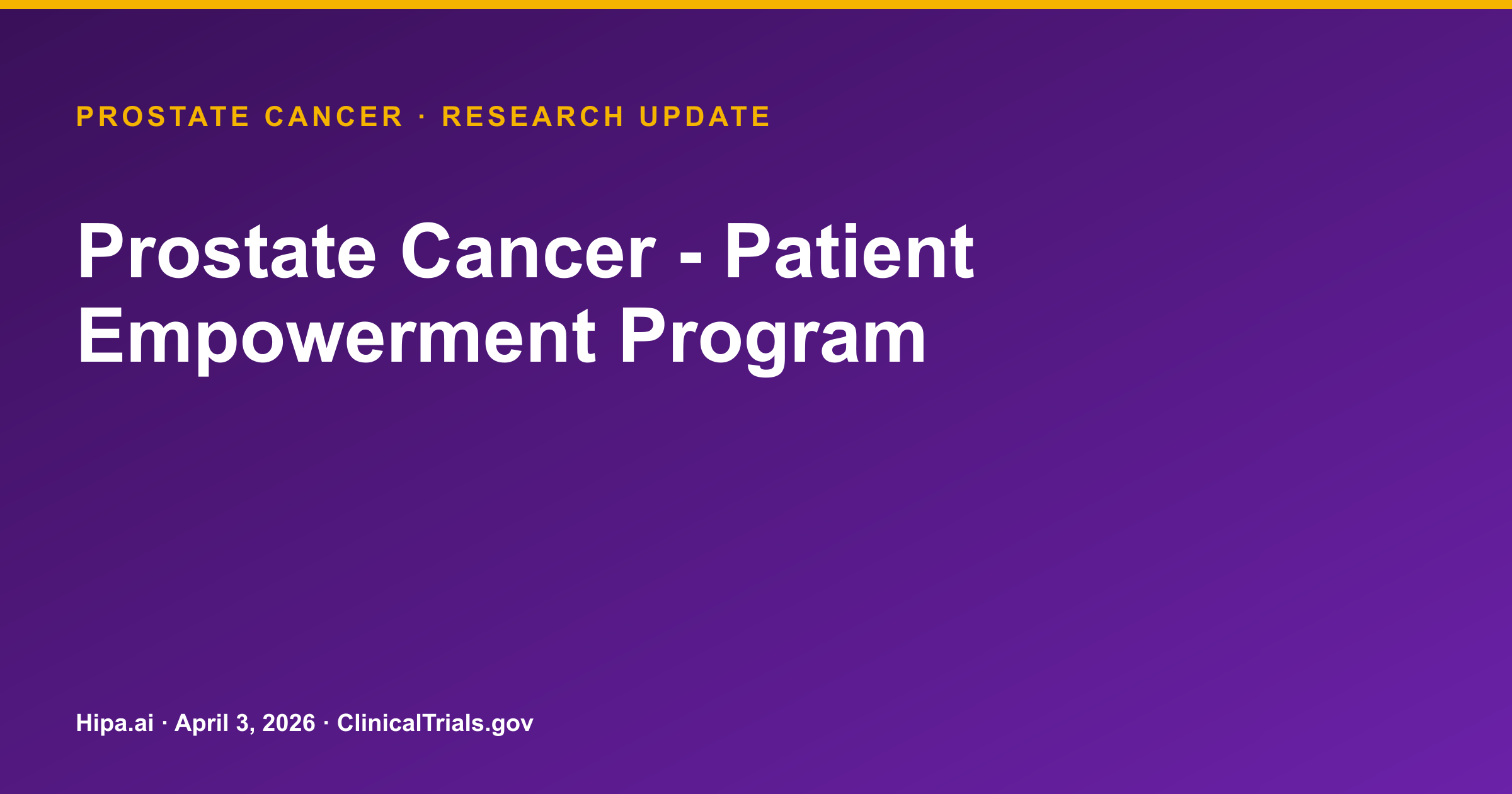 Prostate Cancer: Early Empowerment Program Reduces Psychological Distress — research update card