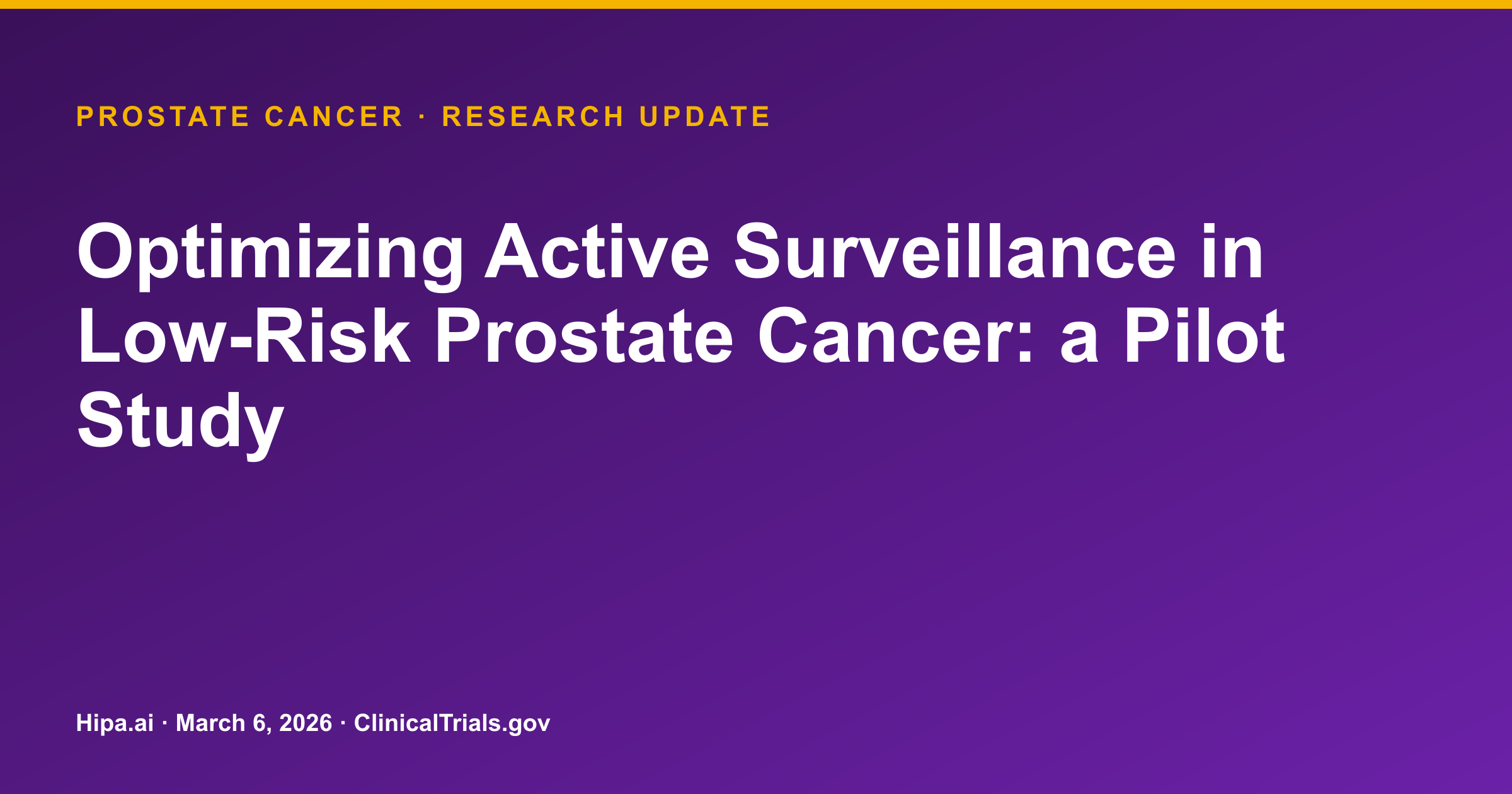 Prostate Cancer: Active Surveillance Pilot Study Posts Feasibility Data — research update card