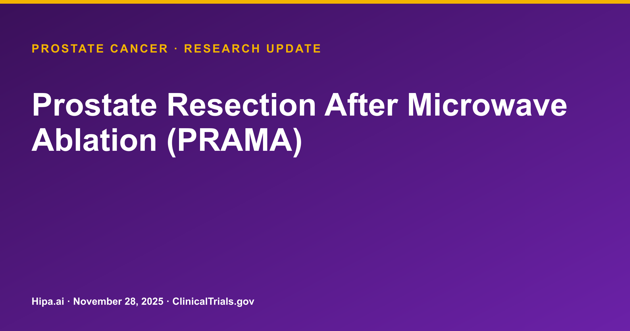 Prostate Cancer: PRAMA Trial Results Posted for Single Participant — research update card