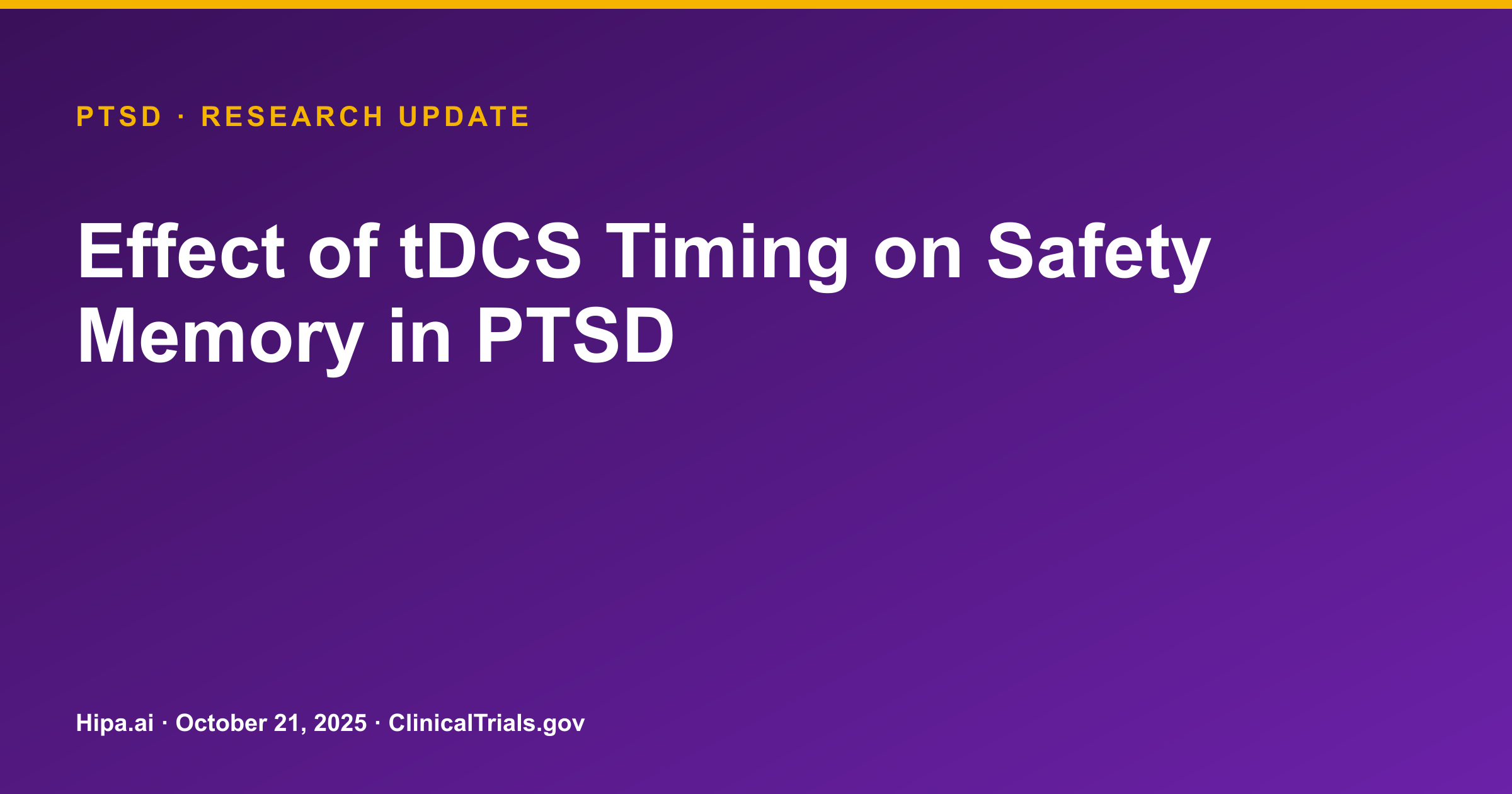 PTSD: tDCS Timing Affects Safety Memory in Trial Results — research update card