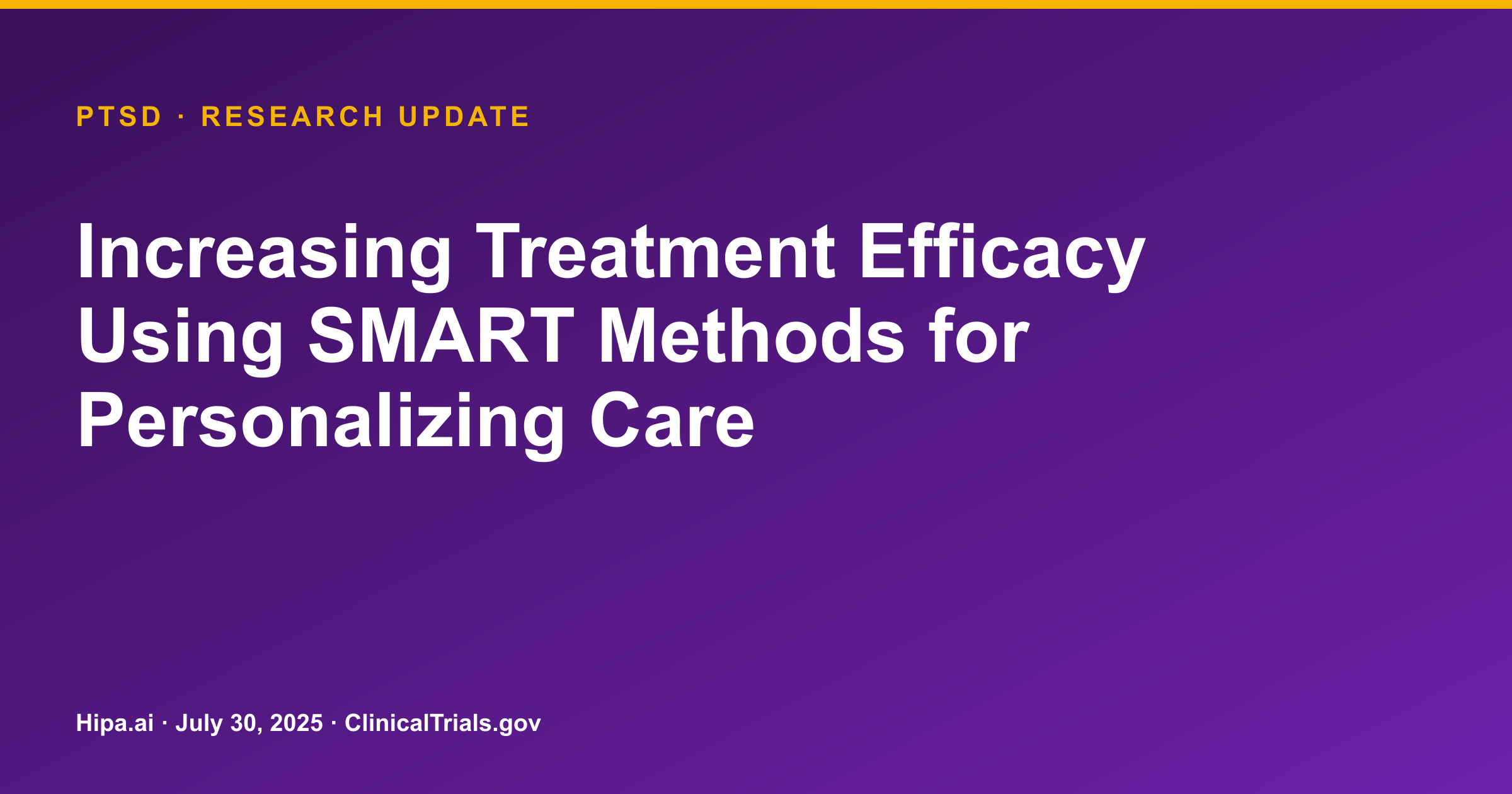 PTSD: Personalized Care Trial Shows Reduced Clinical Severity and Anxiety — research update card