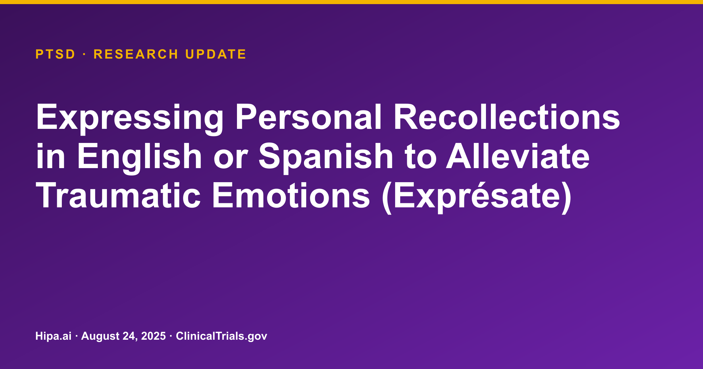PTSD: Expressive Writing Intervention Results Posted for 40 Participants — research update card