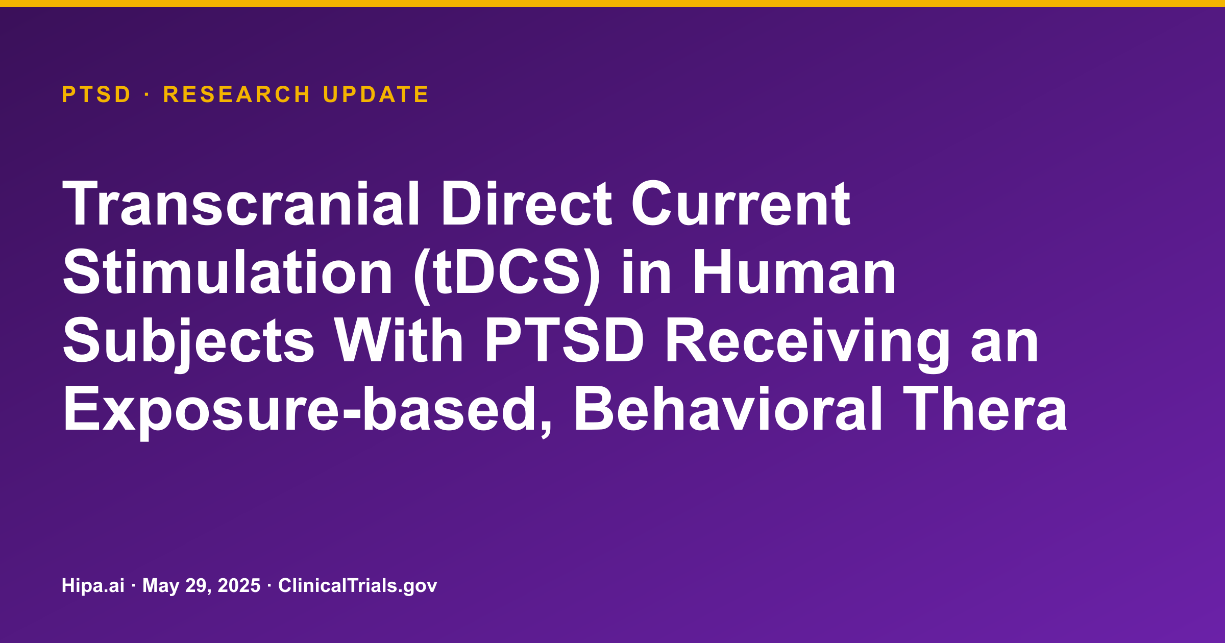PTSD: tDCS plus WET shows symptom reduction in small trial — research update card