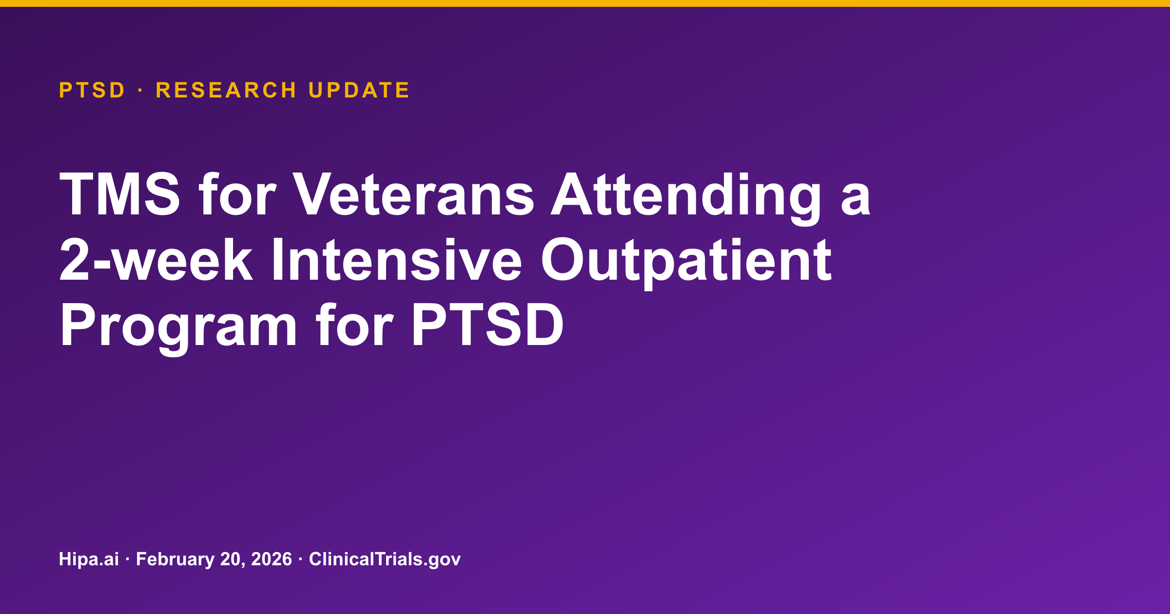 TMS for PTSD in Veterans: PCL-5 Mean Score 30.8, PHQ-9 Mean 10.4 — research update card