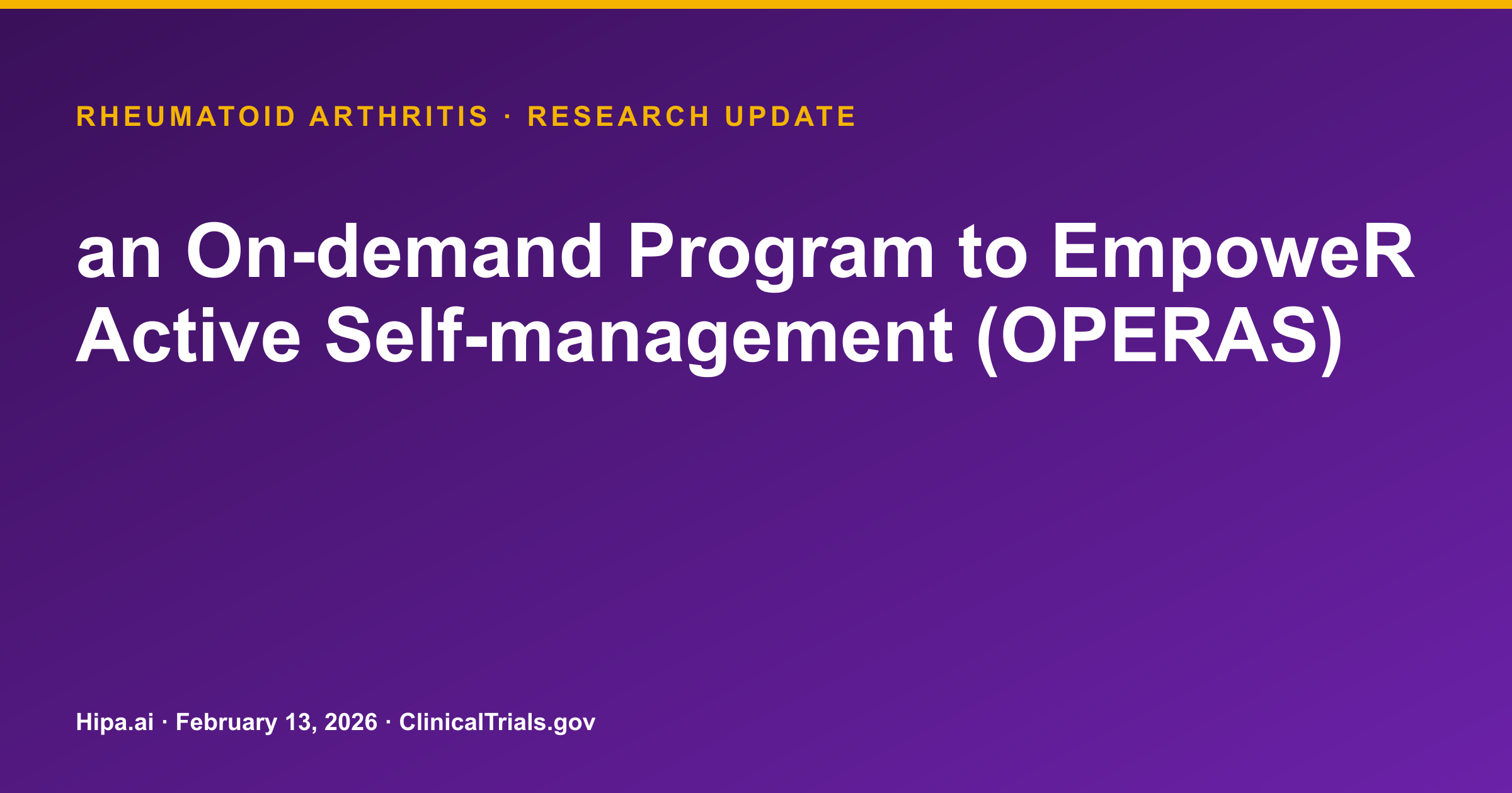 Rheumatoid Arthritis: OPERAS e-health program improves patient activation — research update card
