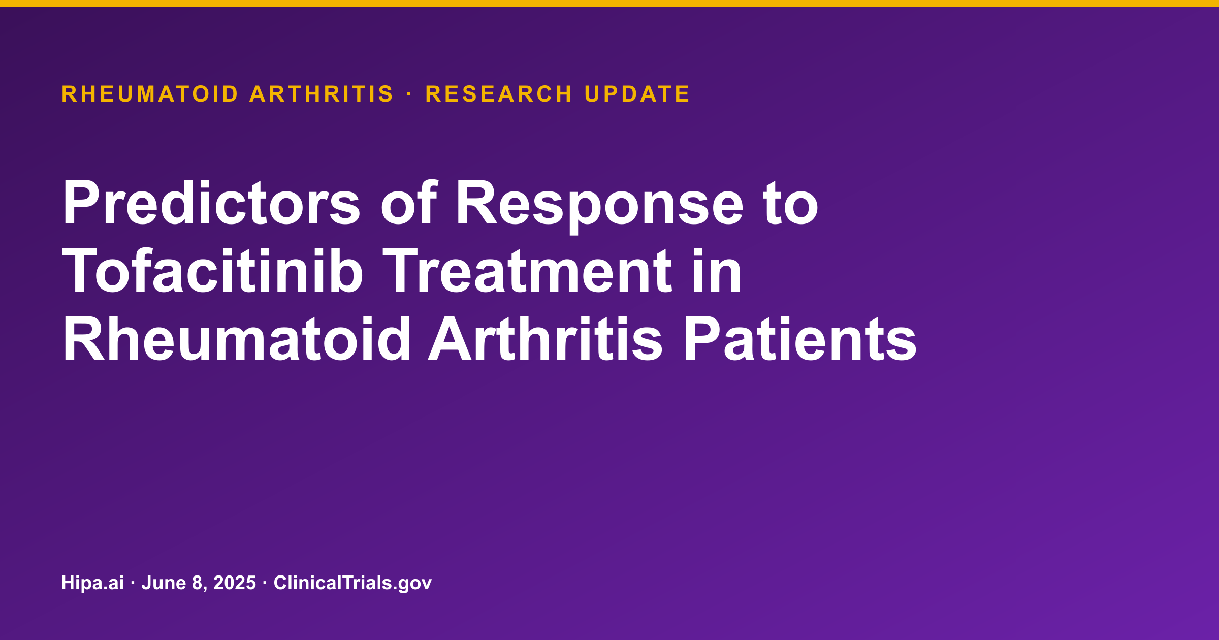 Rheumatoid Arthritis: Tofacitinib Study Posts Remission and LDA Data — research update card