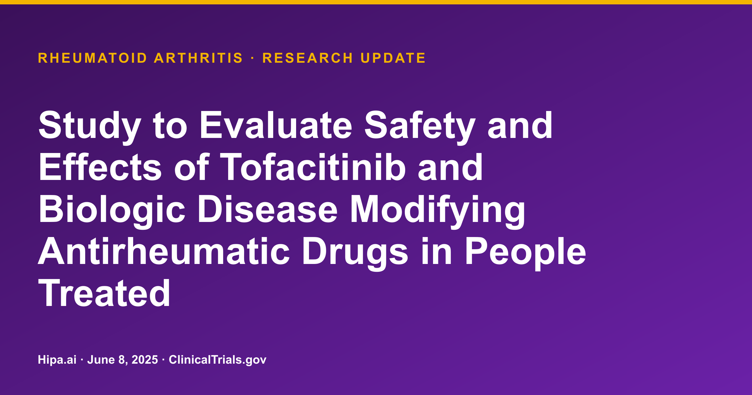 Rheumatoid Arthritis: Tofacitinib Shows Higher CVD, Herpes Zoster Incidence — research update card
