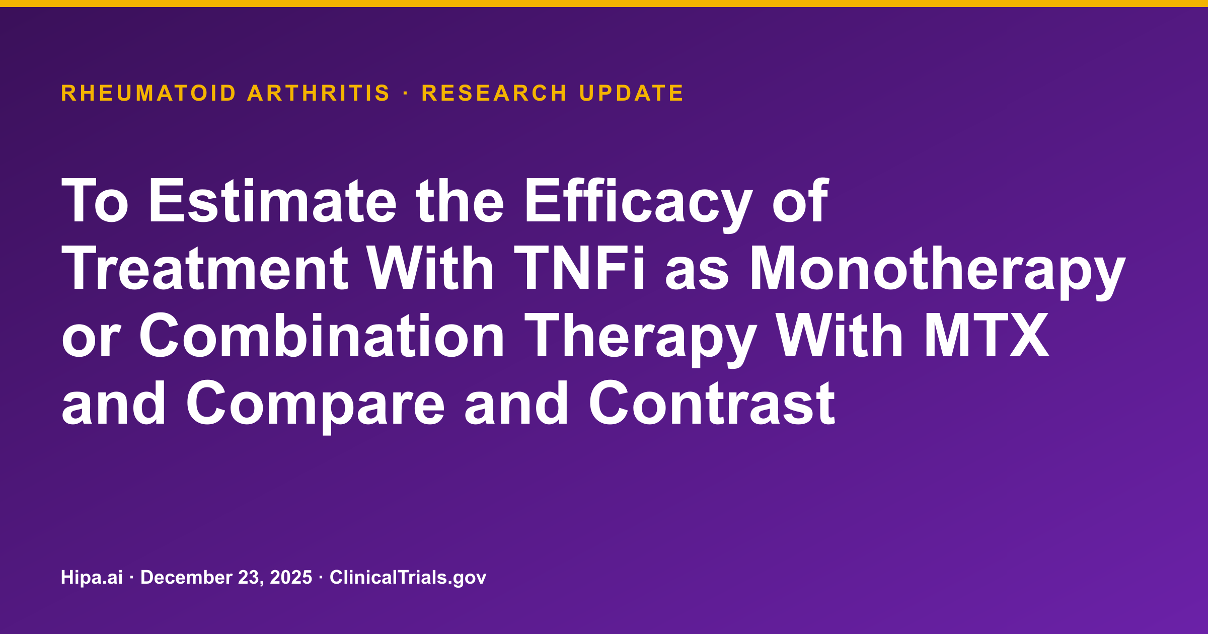 Rheumatoid Arthritis: Real-World Tofacitinib and TNFi Efficacy Data Posted — research update card