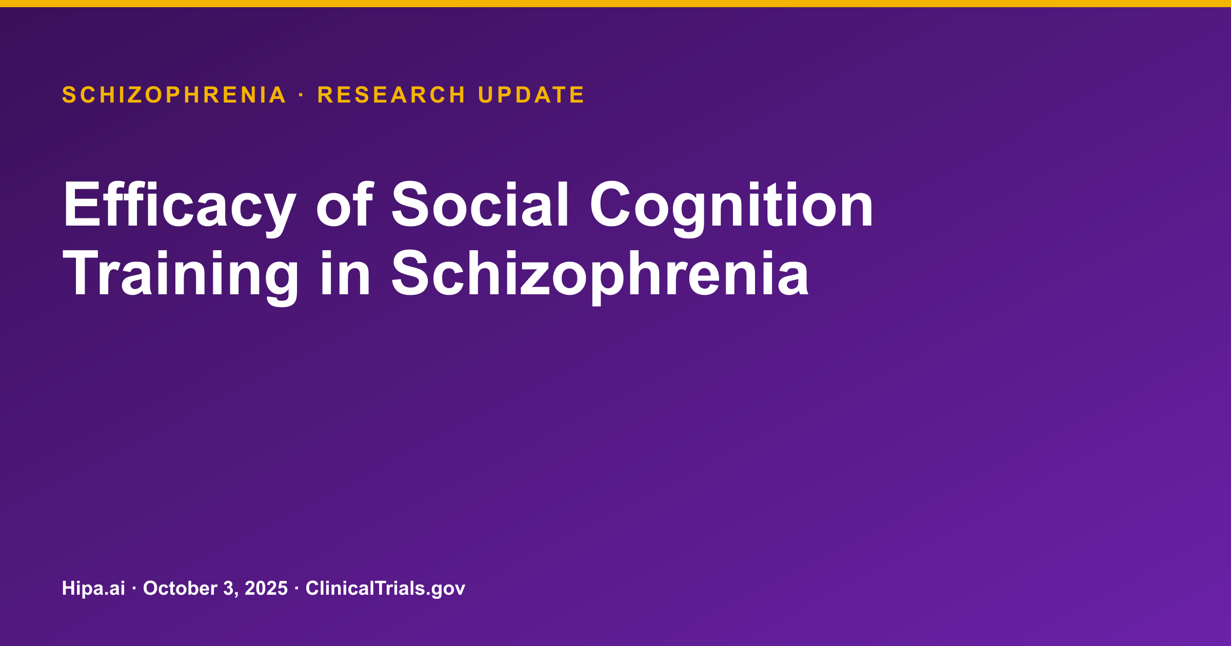 Schizophrenia: Social Cognition Training Shows Improvement in Key Measures — research update card
