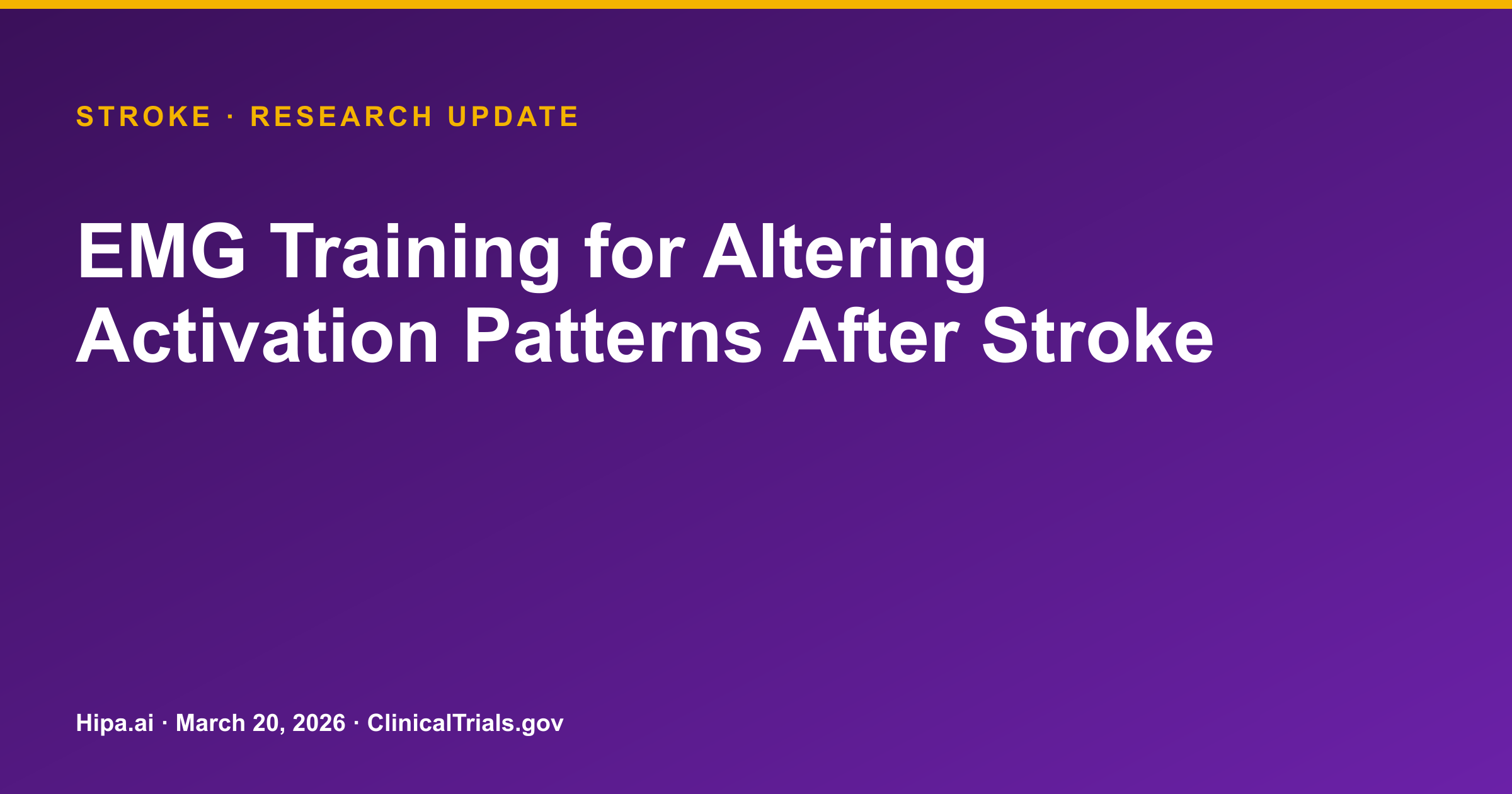 Stroke: EMG Training Reduces Timed Test Completion Time — research update card