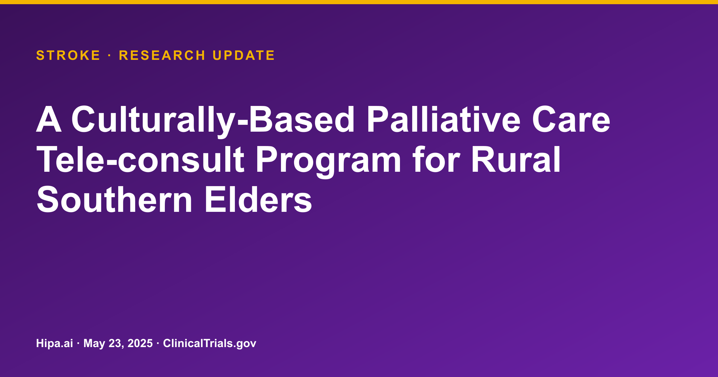 Culturally-Based Palliative Care Tele-consult Program Results Posted — research update card