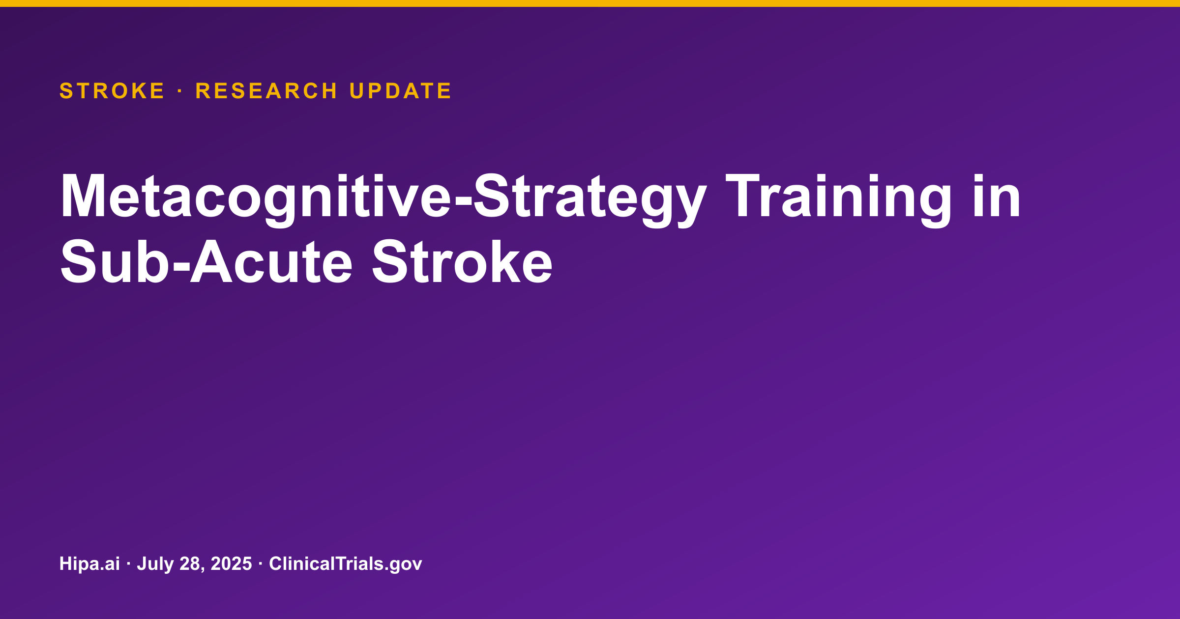 Stroke: Metacognitive-Strategy Training Shows No Significant Difference — research update card