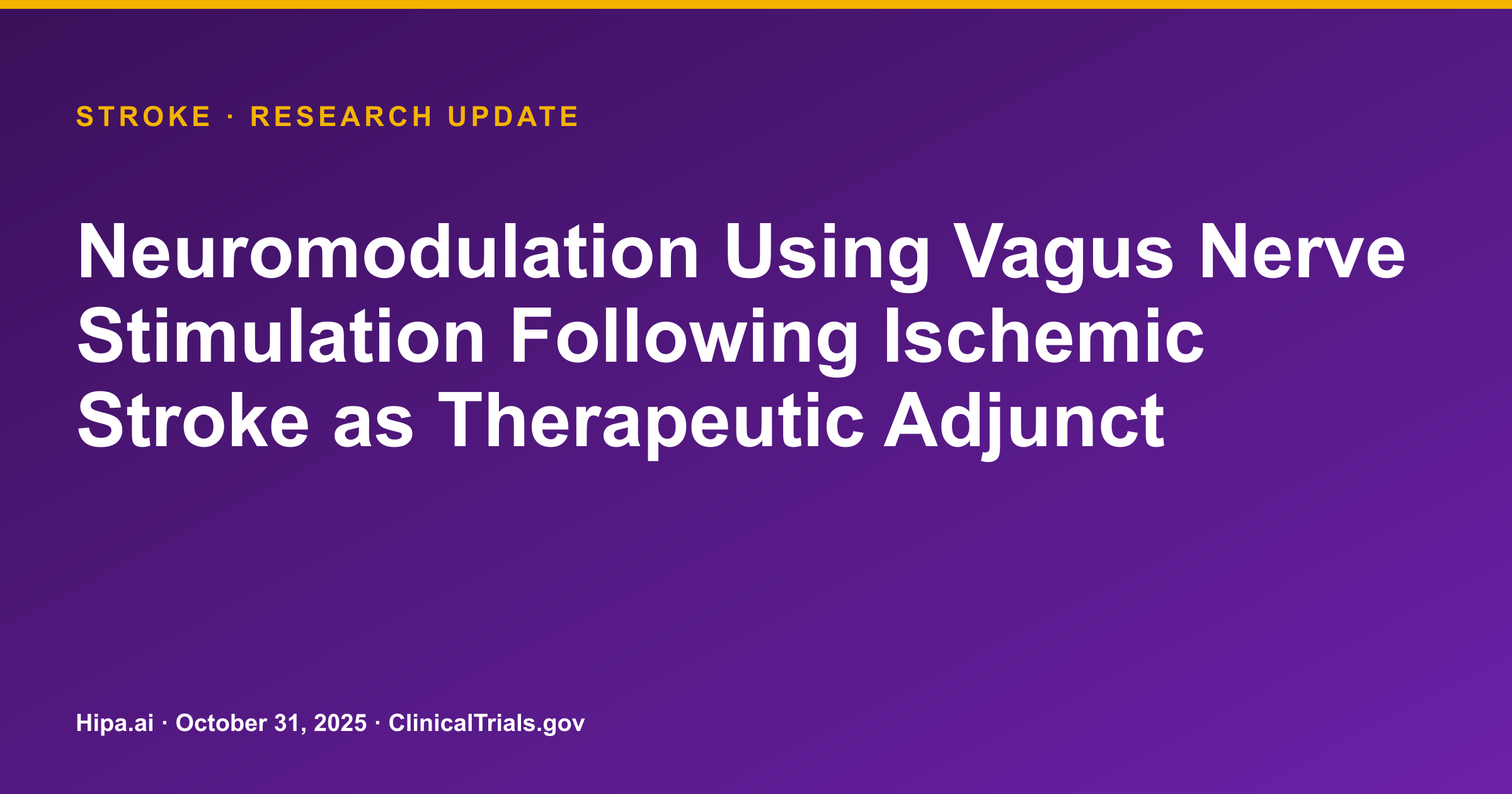 Stroke: Vagus Nerve Stimulation Reduces Inflammatory Markers in Pilot Study — research update card