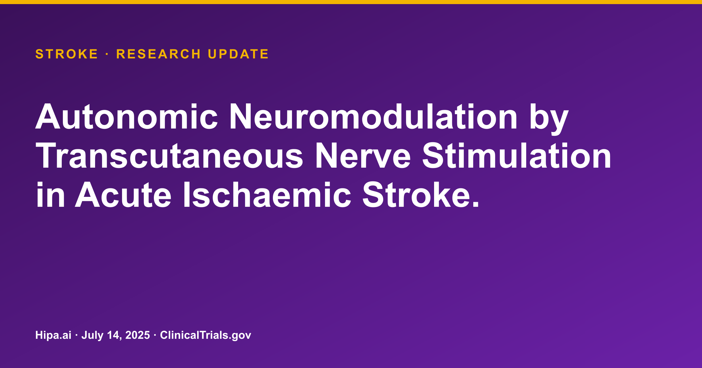 Stroke: Transcutaneous Nerve Stimulation Shows Similar Blood Pressure… — research update card