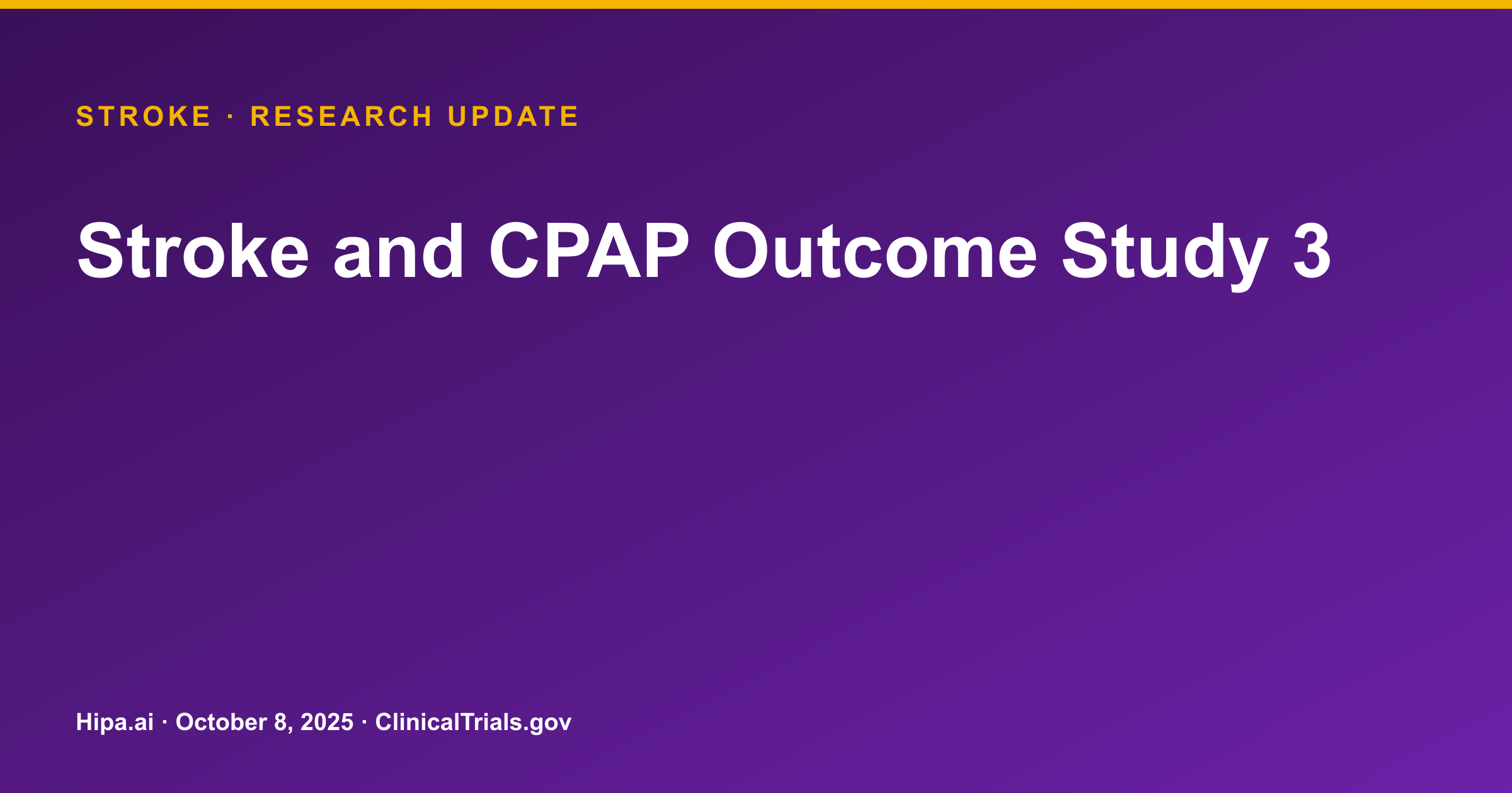 Stroke: CPAP Adherence Study Reports Mean 3.1 Nightly Hours of Use — research update card