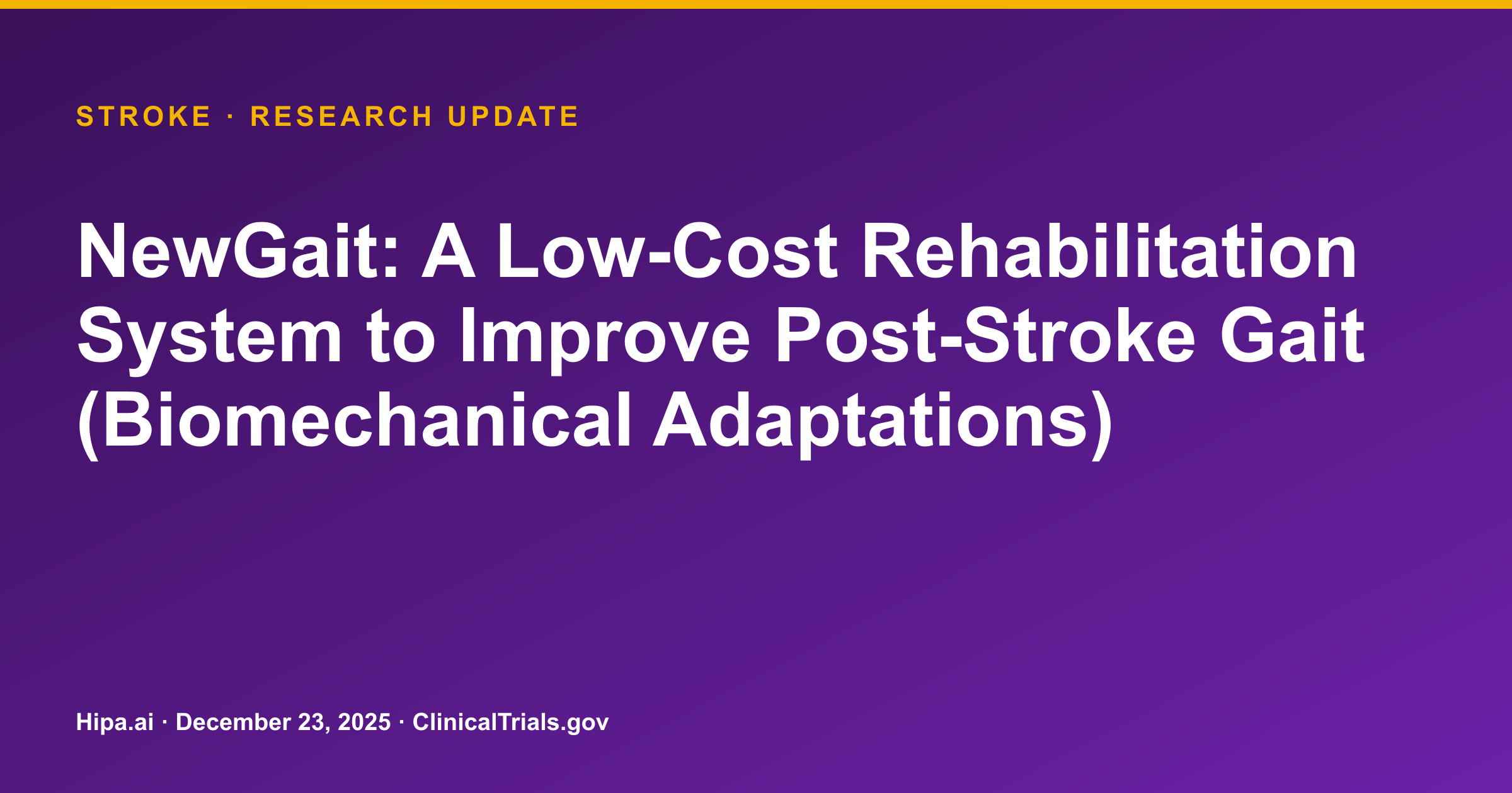 NewGait for Stroke: Biomechanical Study Shows No Significant Difference — research update card