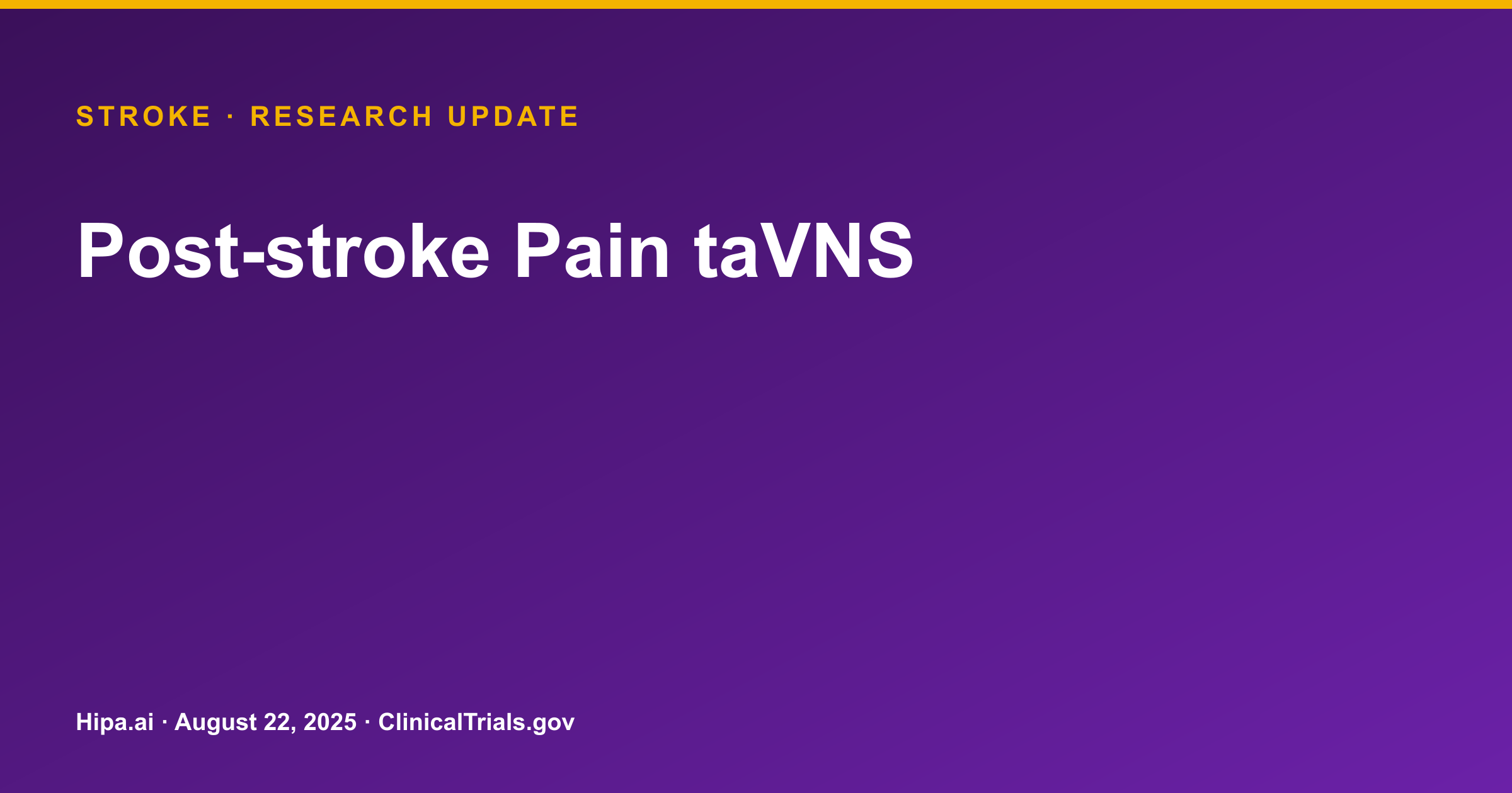 Post-stroke Pain taVNS Trial Results Posted: No Significant Pain Threshold… — research update card