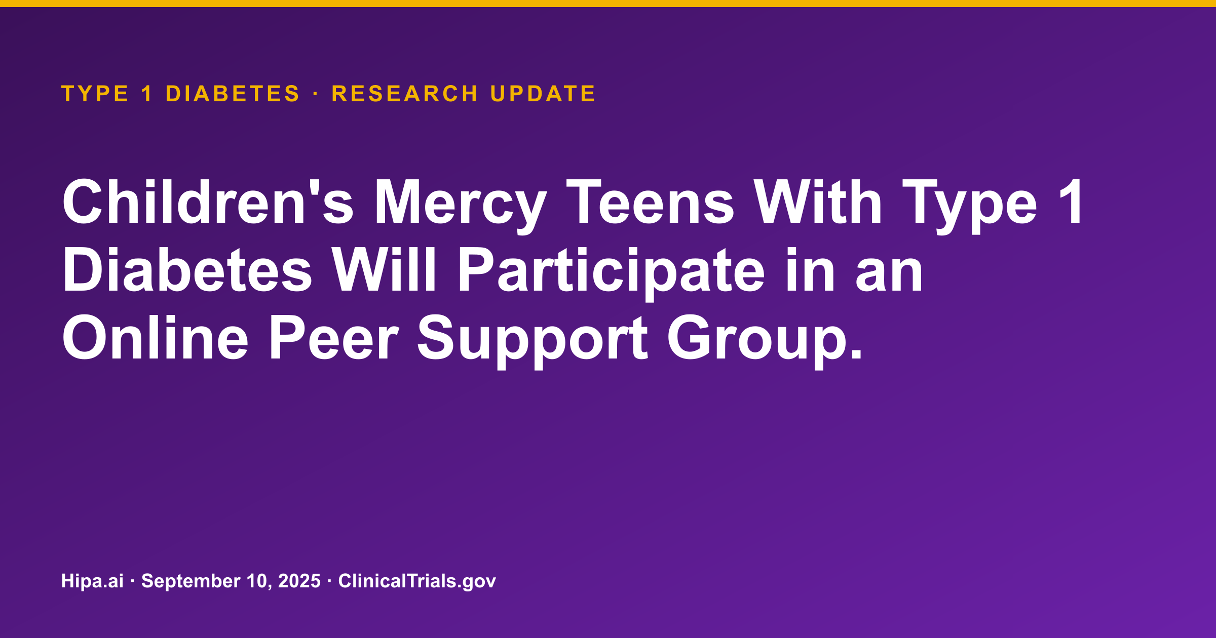 Type 1 Diabetes: Online Peer Support Group Trial Results Posted — research update card