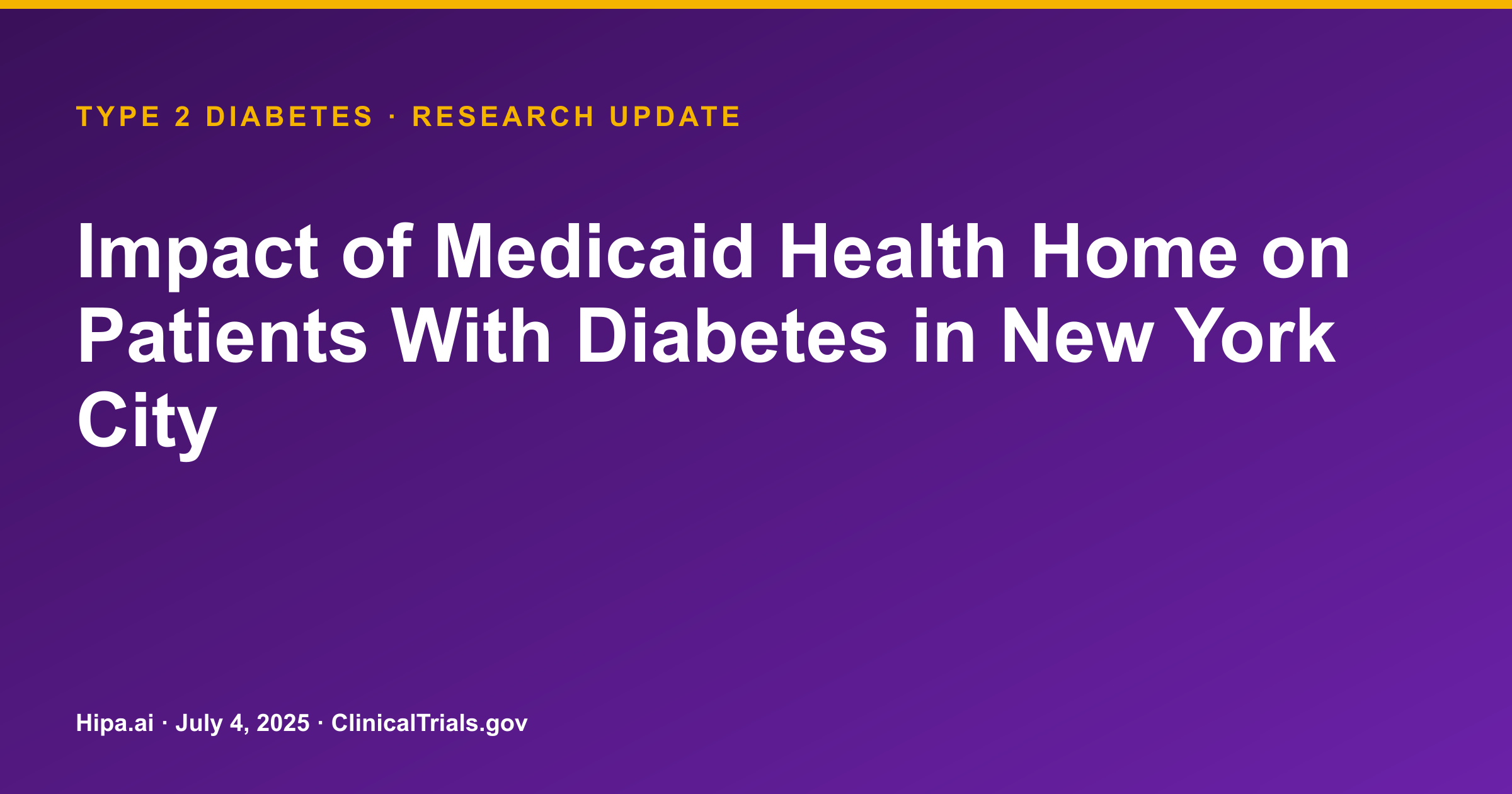 Type 2 Diabetes: Medicaid Health Home Linked to Fewer Hospitalizations — research update card