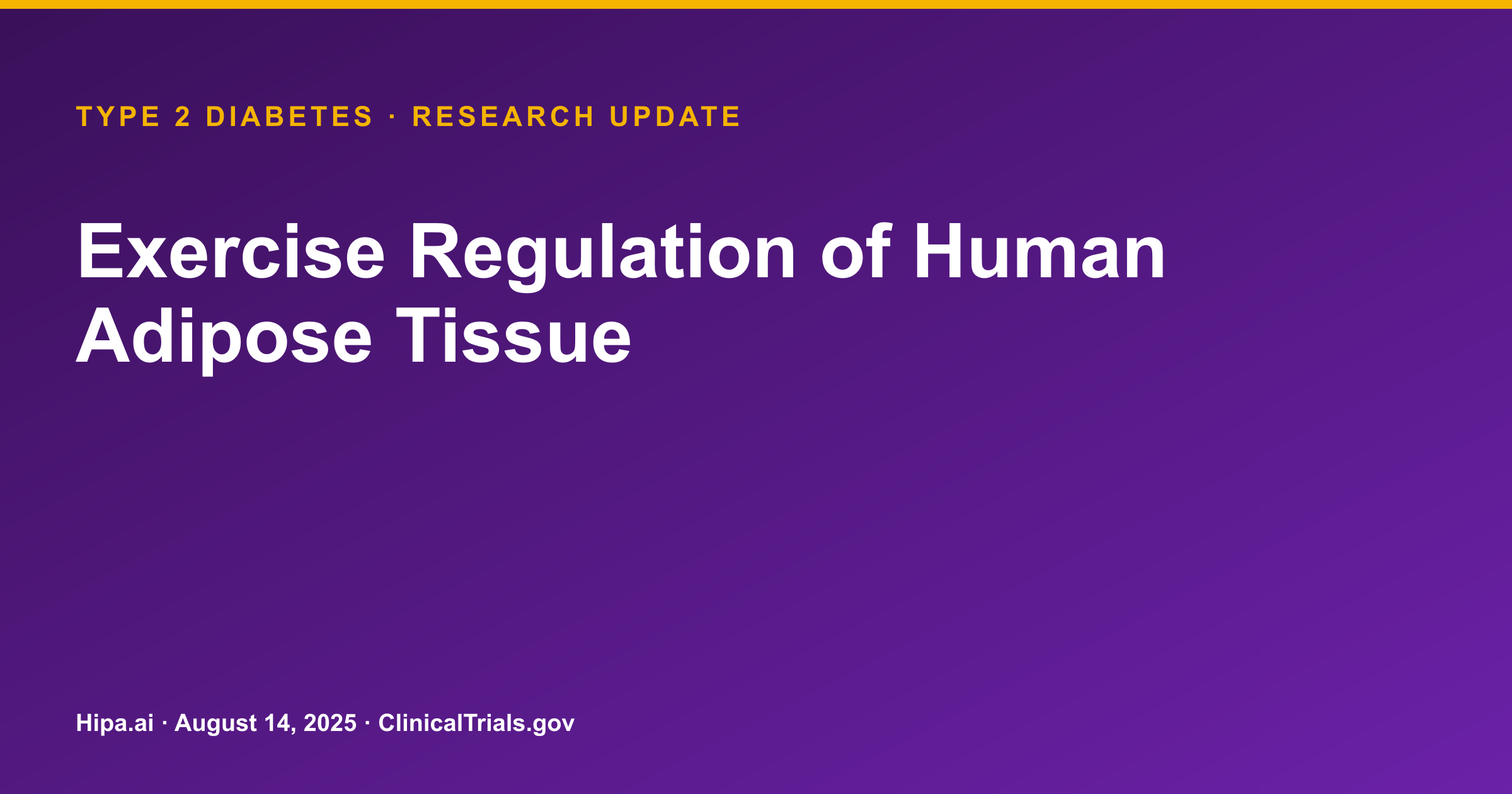 Type 2 Diabetes: Exercise Training Adipose Tissue Characteristics Posted — research update card