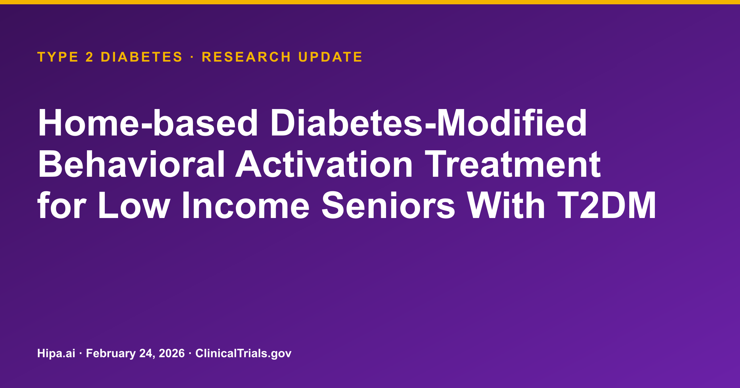 Type 2 Diabetes: Home DM-BAT Shows Slightly Lower HbA1c in Seniors — research update card