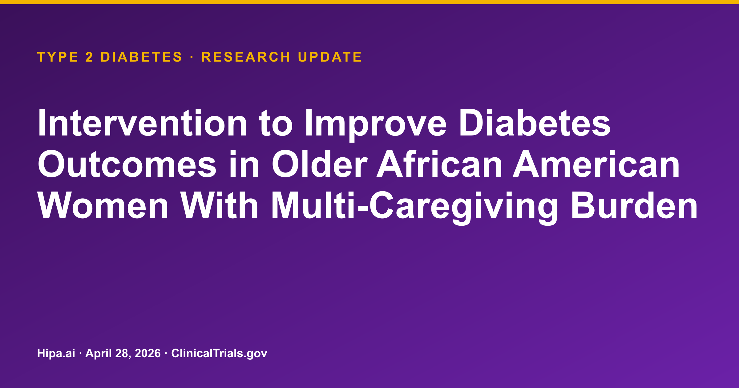 Type 2 Diabetes Pilot Trial: HbA1c Increased in Both Intervention Groups — research update card