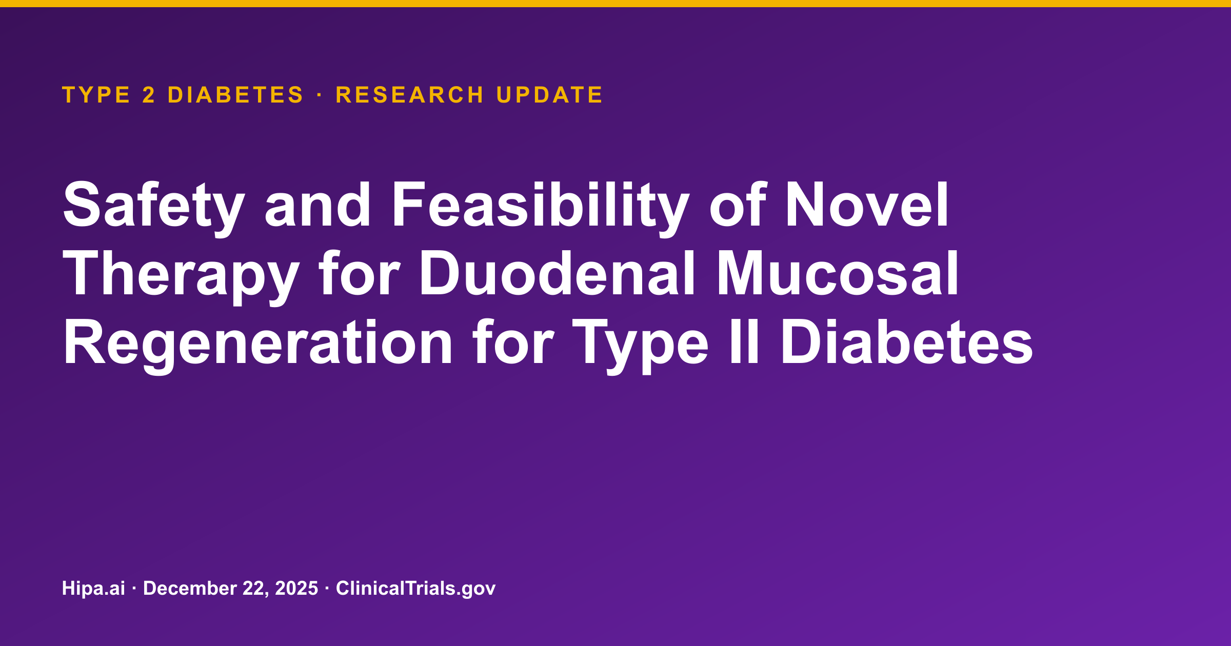 Type 2 Diabetes: Endogenex Device Shows HbA1c Reduction, No SAEs — research update card